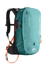 backpack, hydration, external pockets, orange straps, teal color