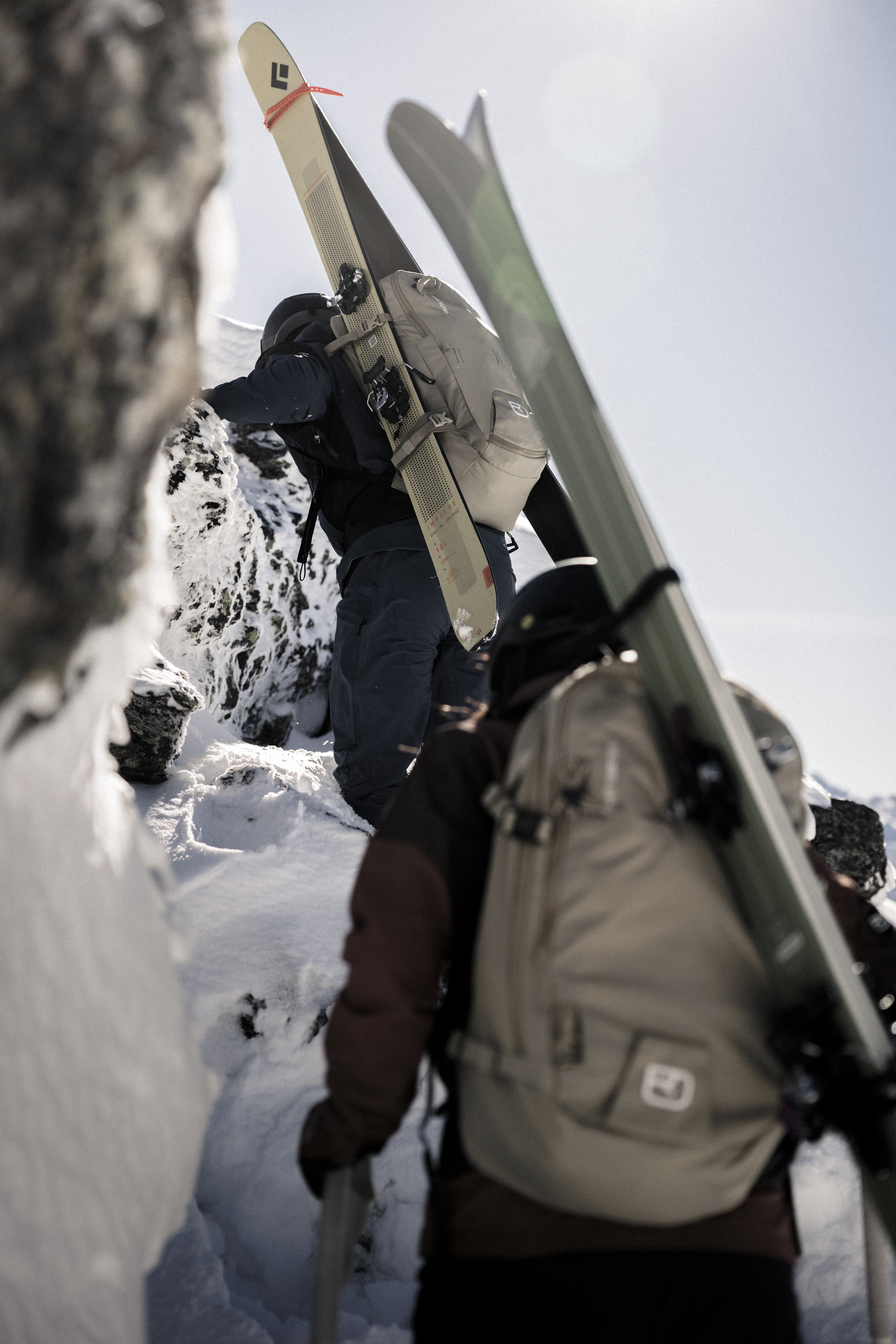 skiing, mountaineering, backpack, snow, winter