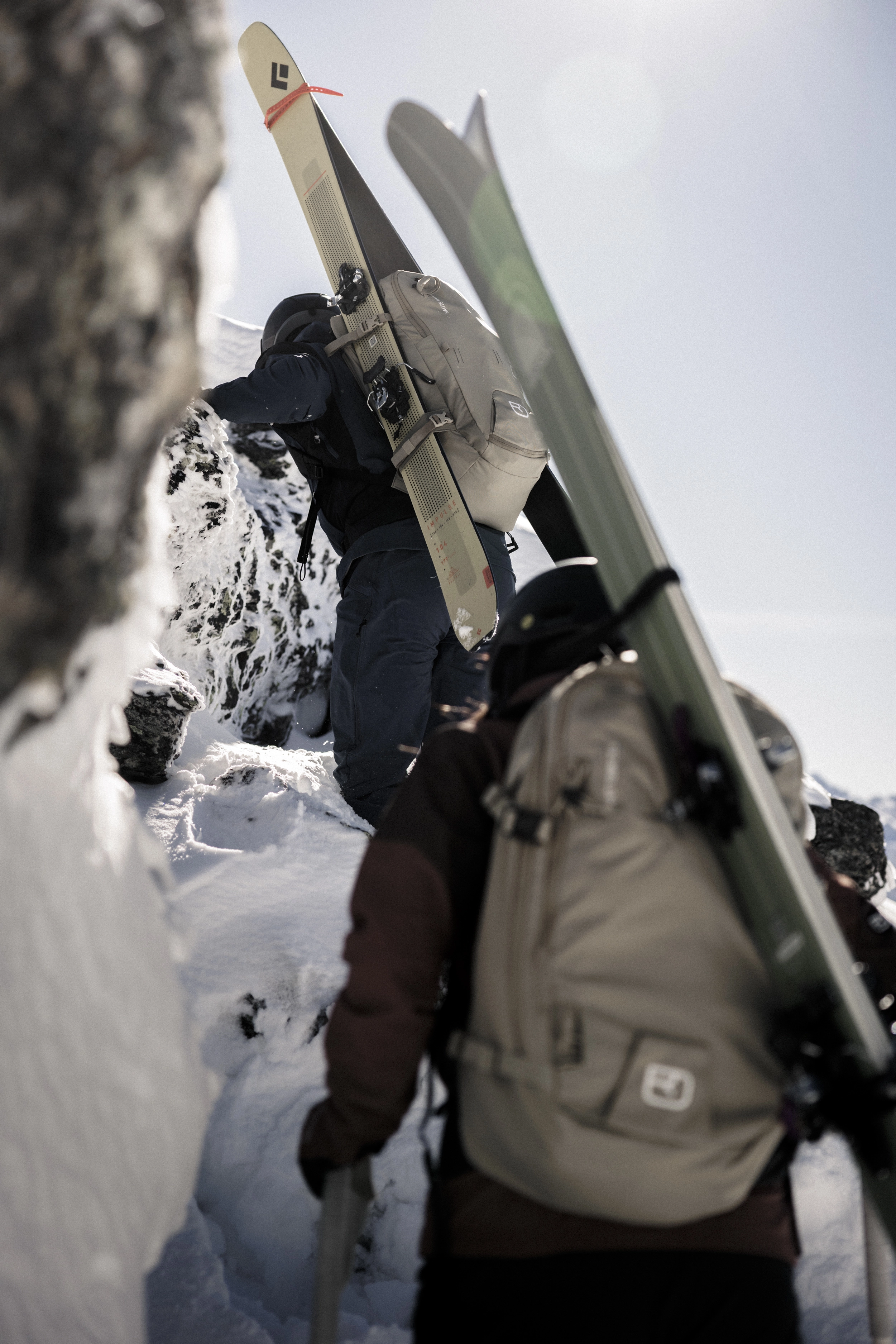 skiing, mountaineering, backpack, snow, winter