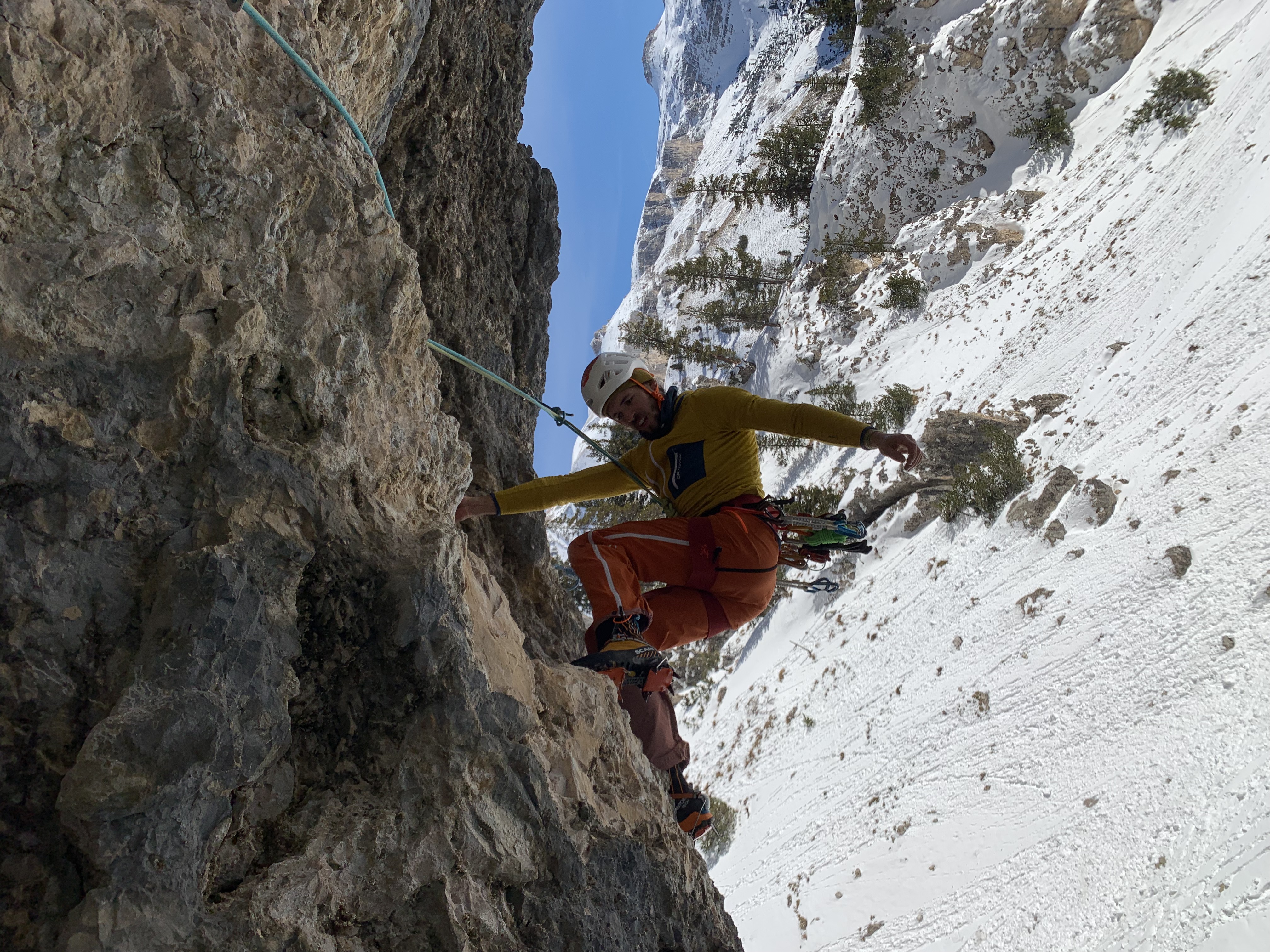 1 Outdoors, Helmet, Person, Climbing, Rock Climbing