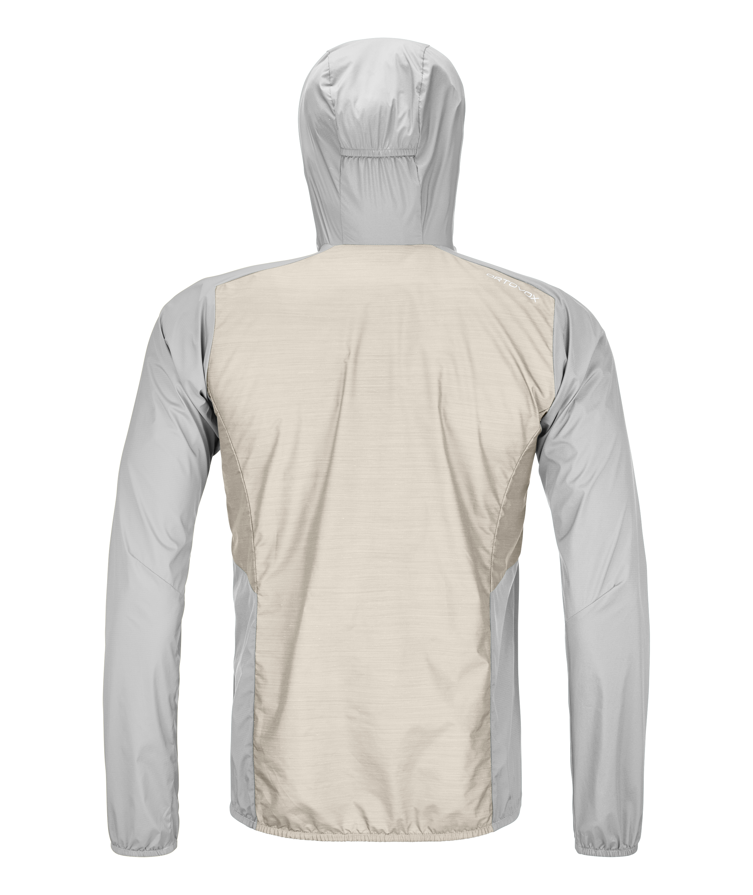 Coat, Jacket, Hood, Long Sleeve, Person, Coat, Jacket, Hood, Long Sleeve, Person, hooded jacket, windbreaker, long sleeves, light gray, back view