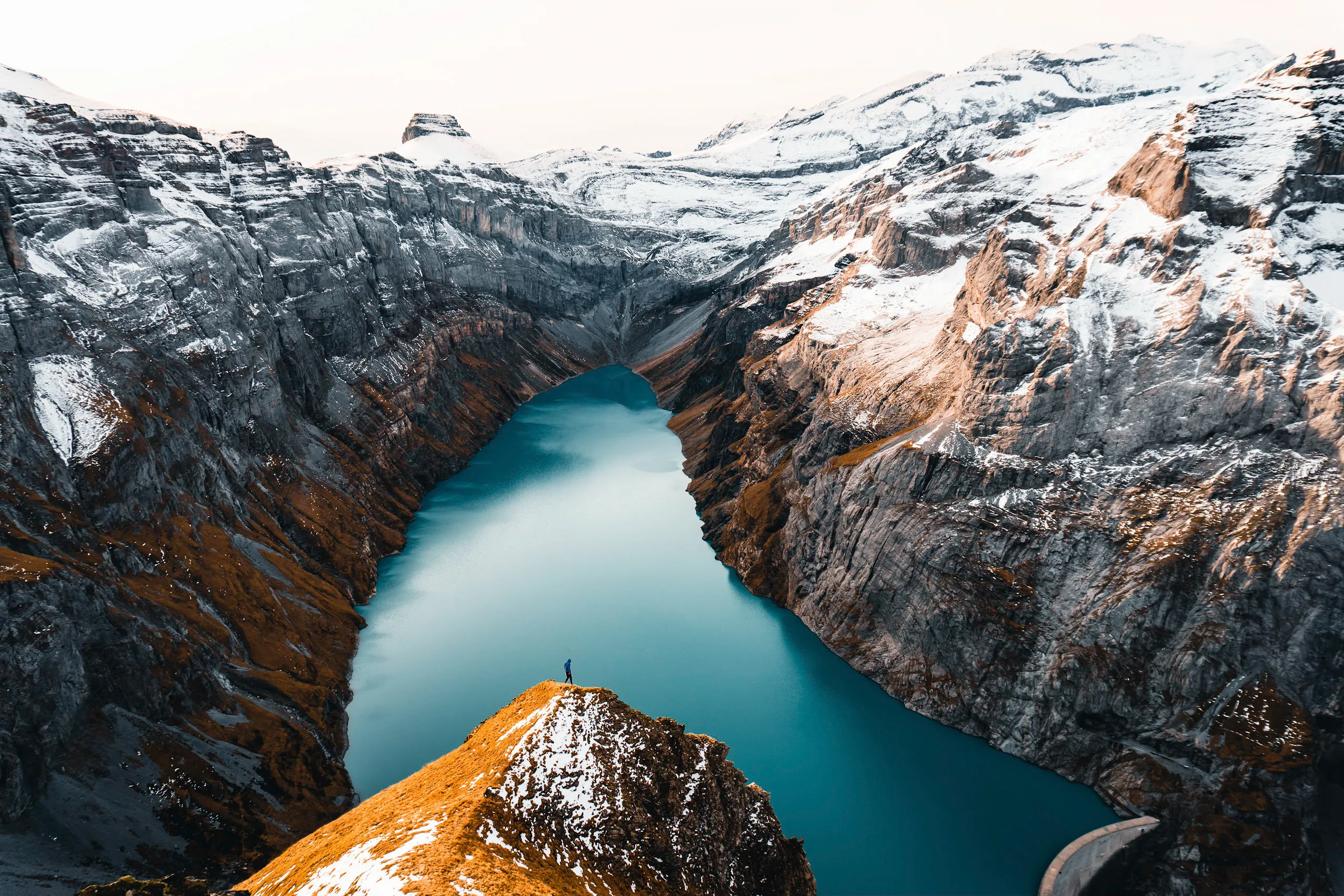 mountains, glacier, lake, valley, waterbody