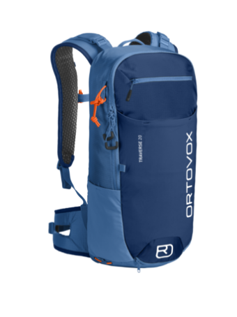 Traverse_20 backpack, hydration-pack, blue, vented-back, zipper-pocket