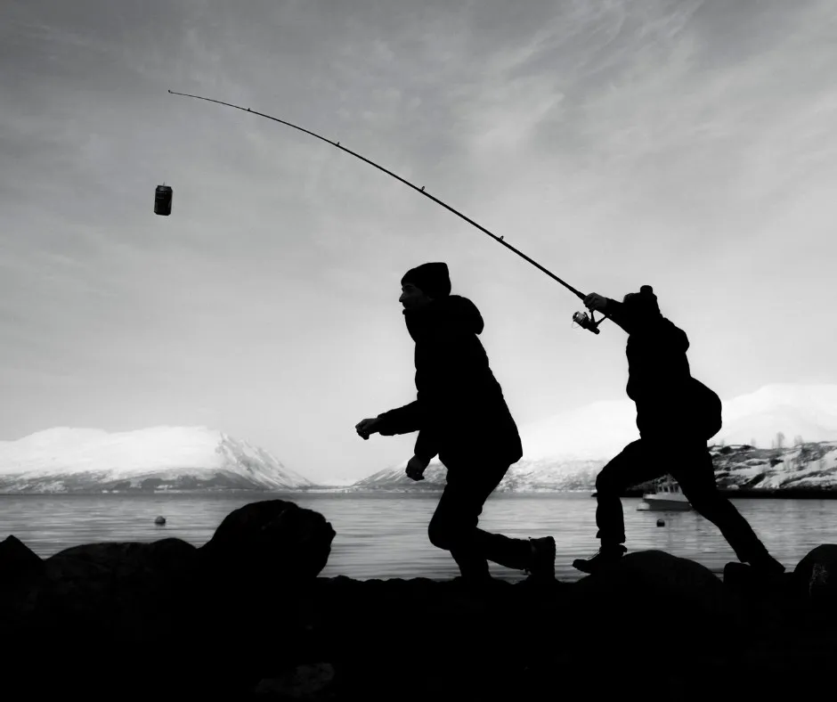 fishing, fishermen, silhouette, hook, outdoor