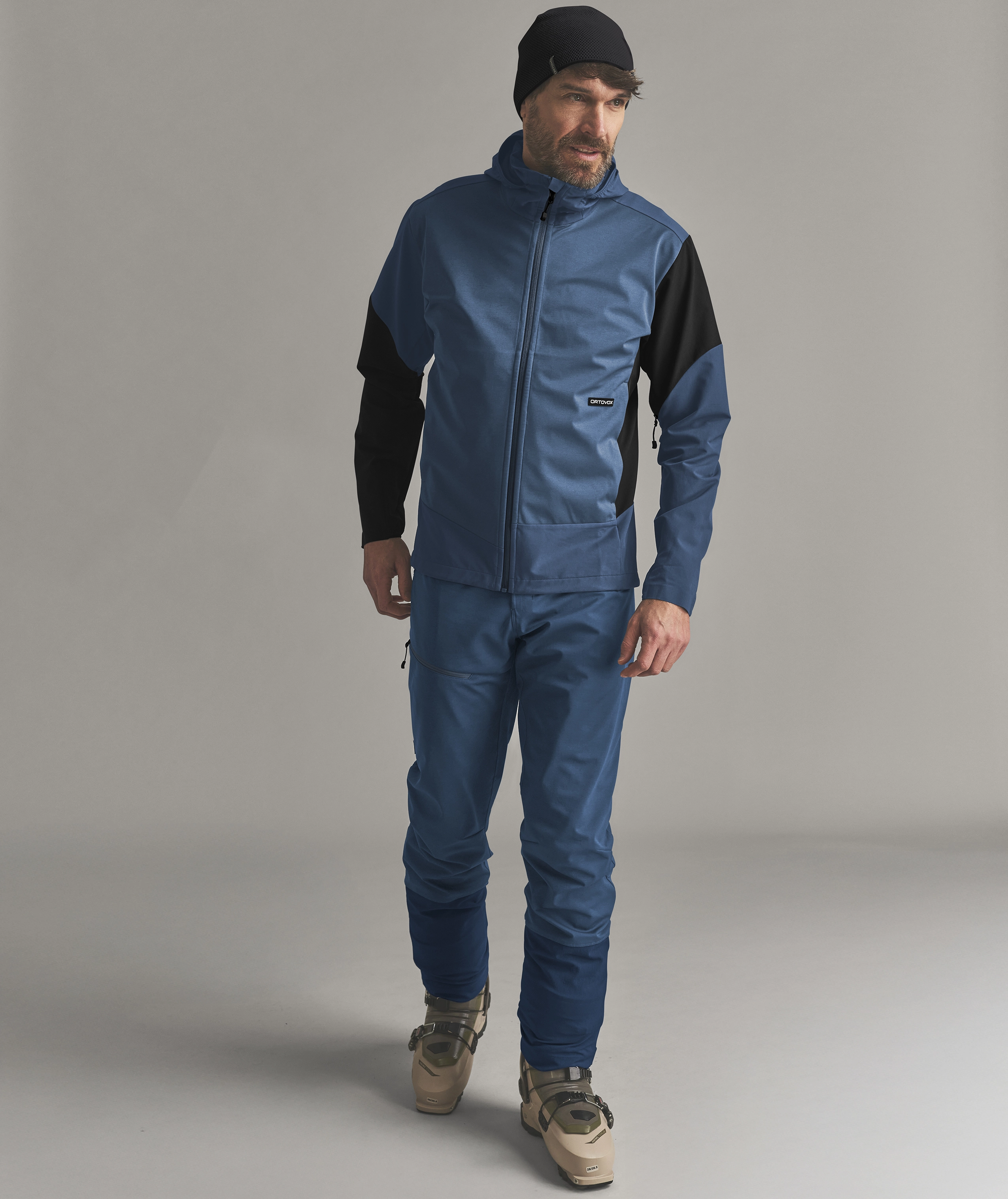 ROCK’N'WOOL BEANIE jacket, softshell, blue, hooded, zipper