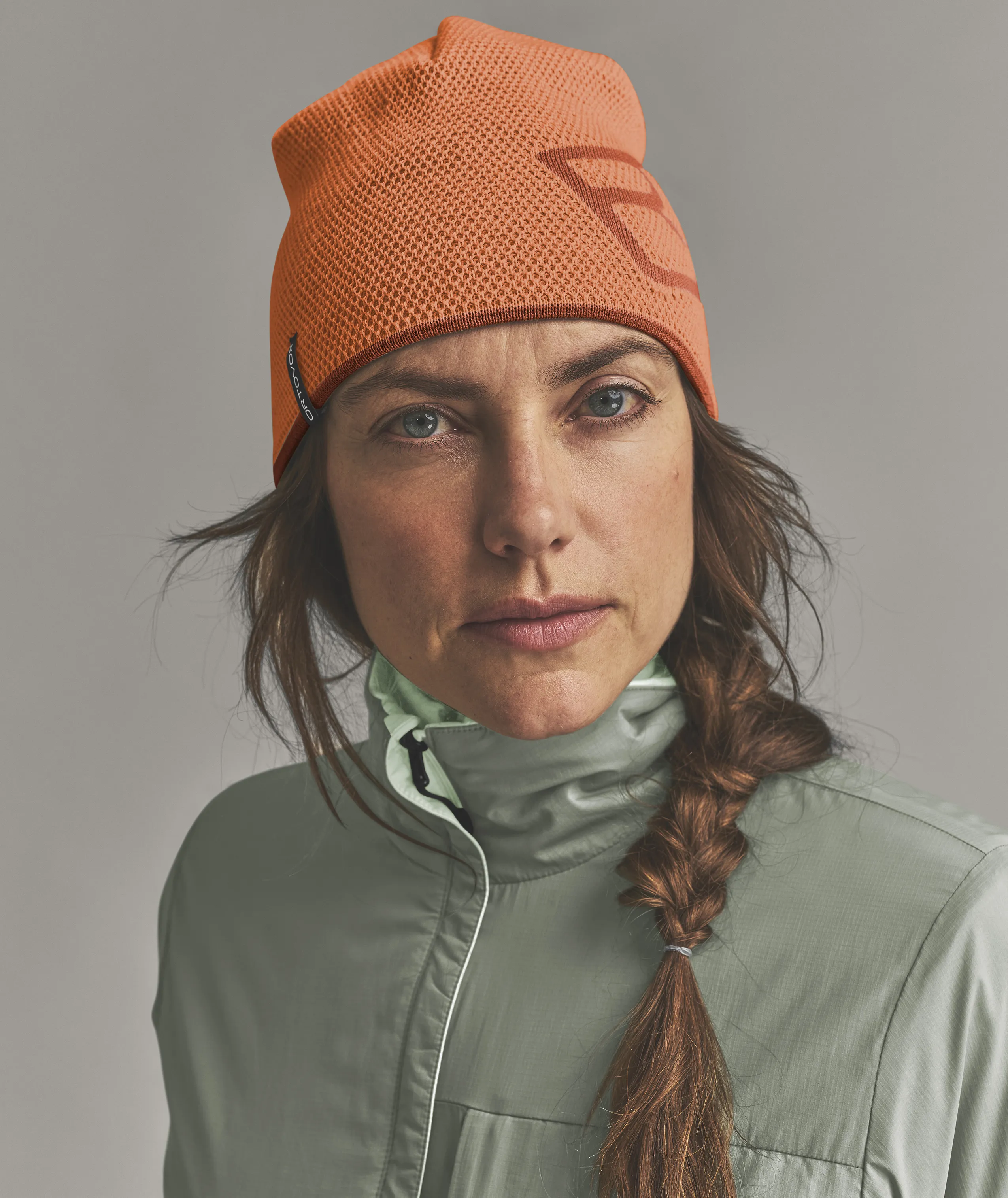 MERINO LOGO KNIT BEANIE beanie, orange, knit, headwear, braid