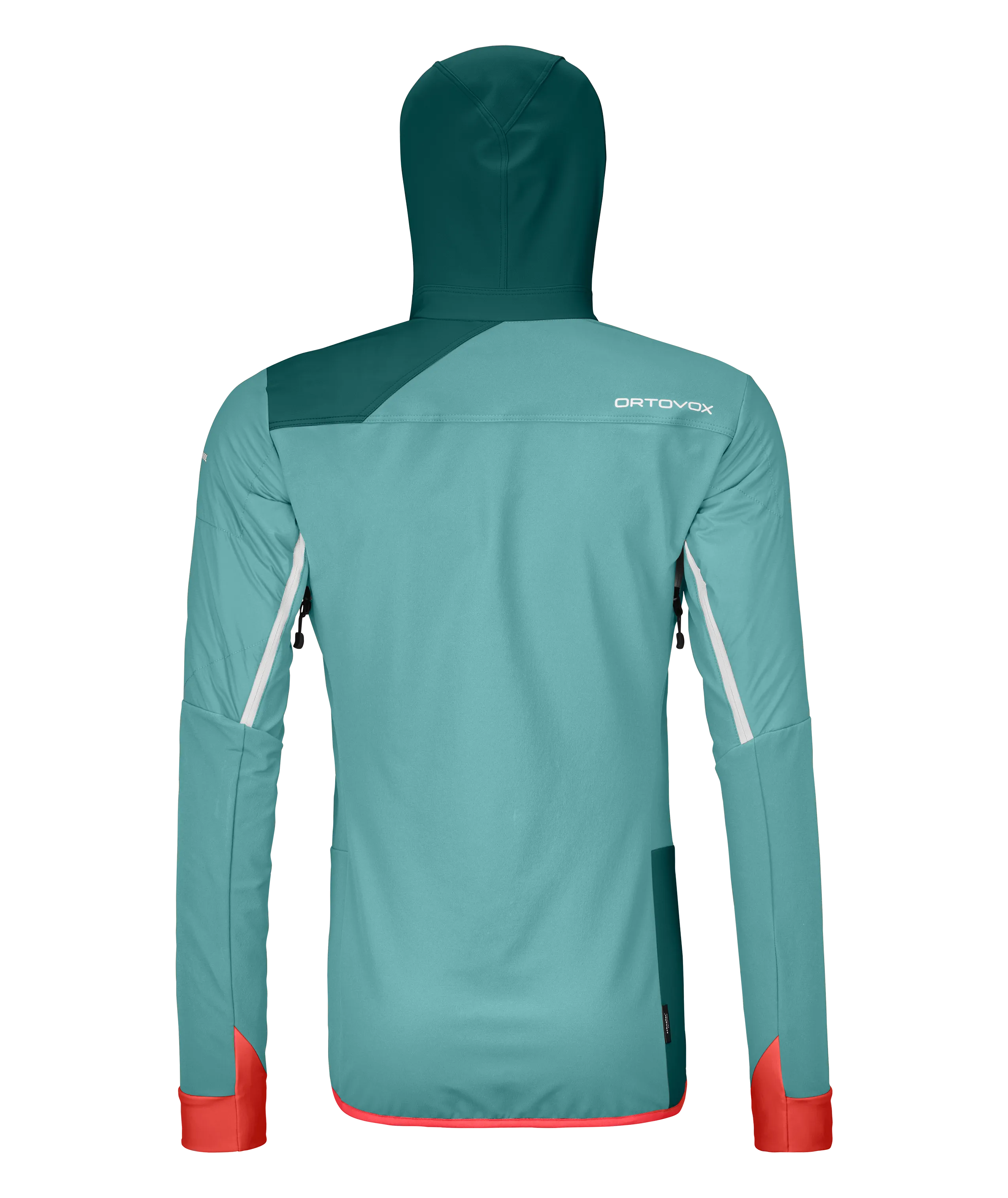 SWISSWOOL COL BECCHEI HYBRID JACKET W Coat, Long Sleeve, Sleeve, Jacket, Hood, Coat, Long Sleeve, Sleeve, Jacket, Hood, hoodie, jacket, long-sleeve, teal, contrast-panel