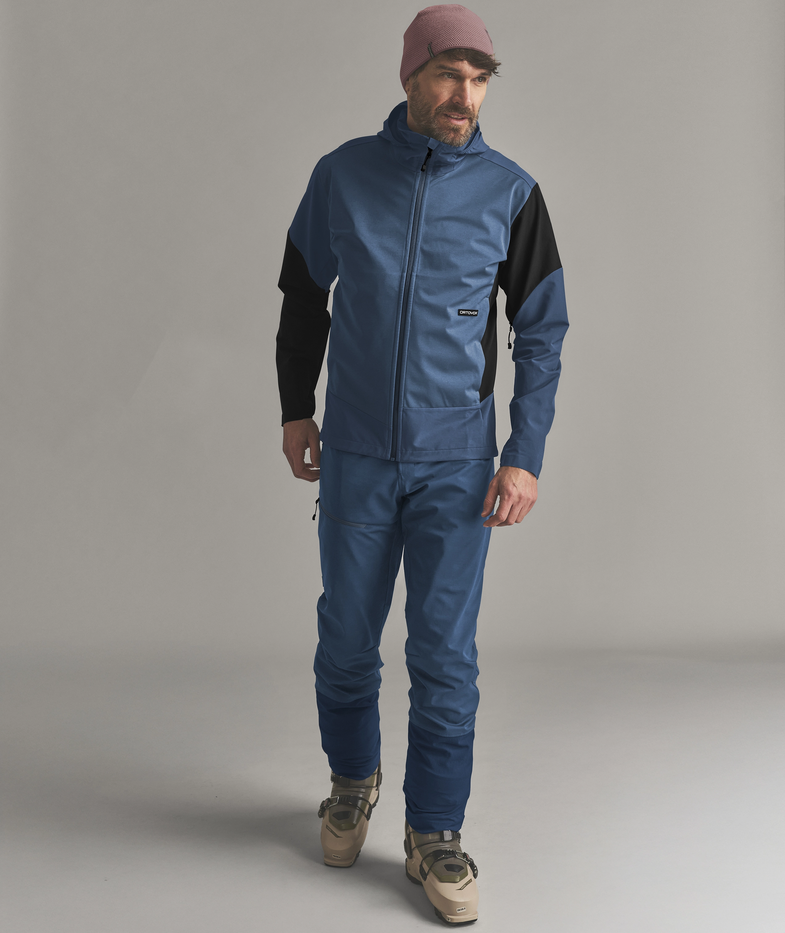ROCK’N'WOOL BEANIE jacket, softshell, blue, hooded, zipper