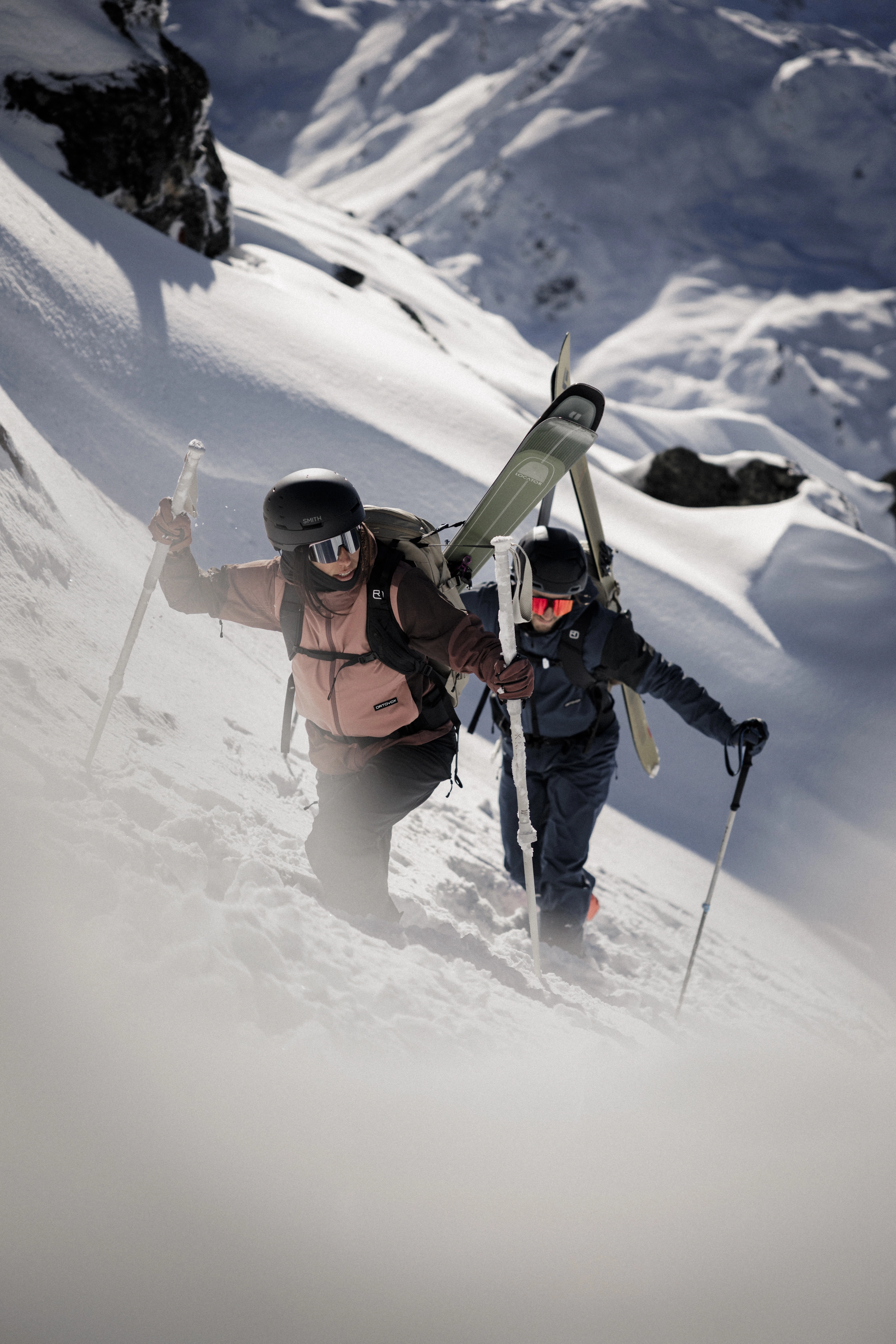 skiing, skiers, snow, mountain, equipment