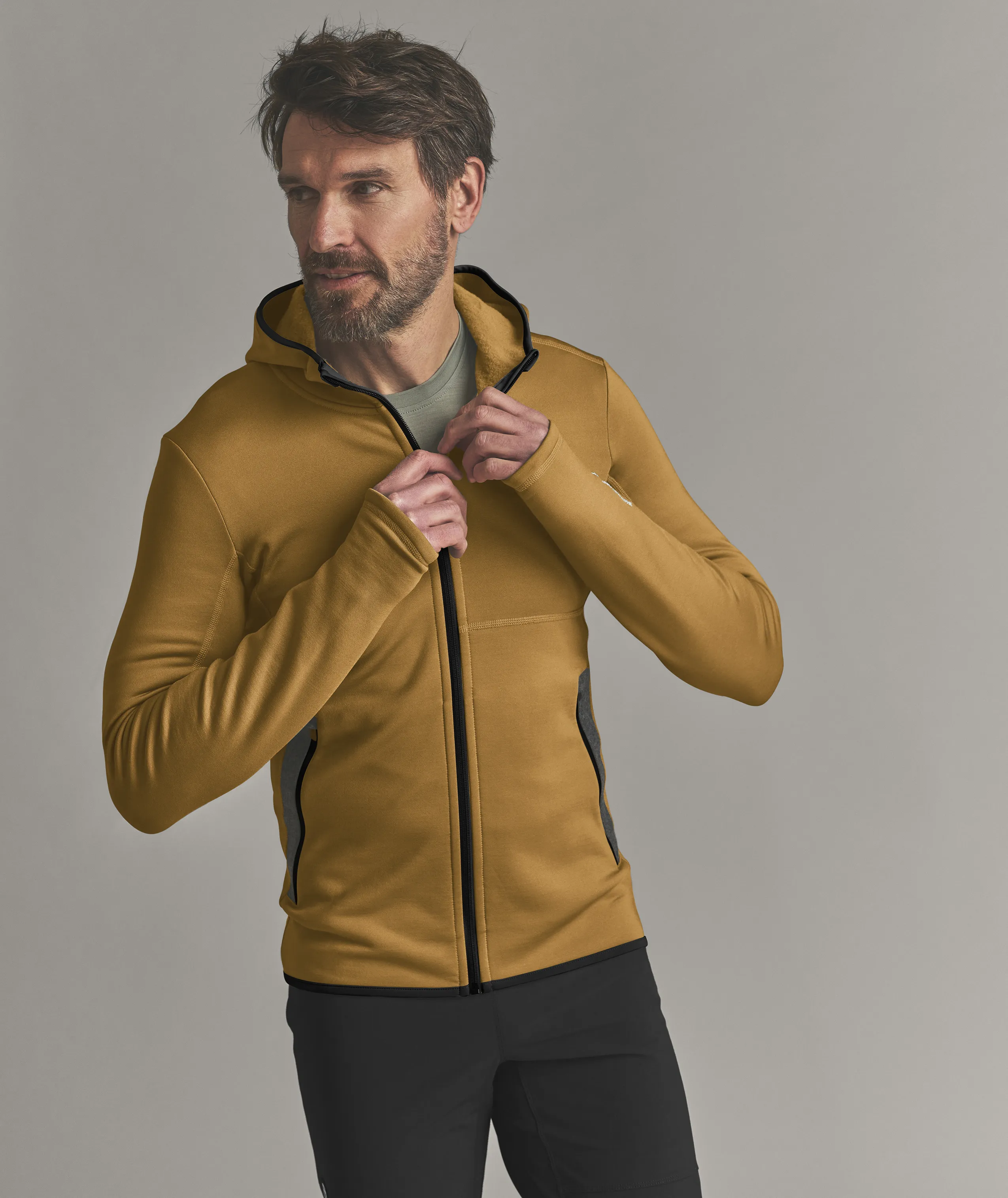 hoodie, zip-up, golden, jacket, athletic