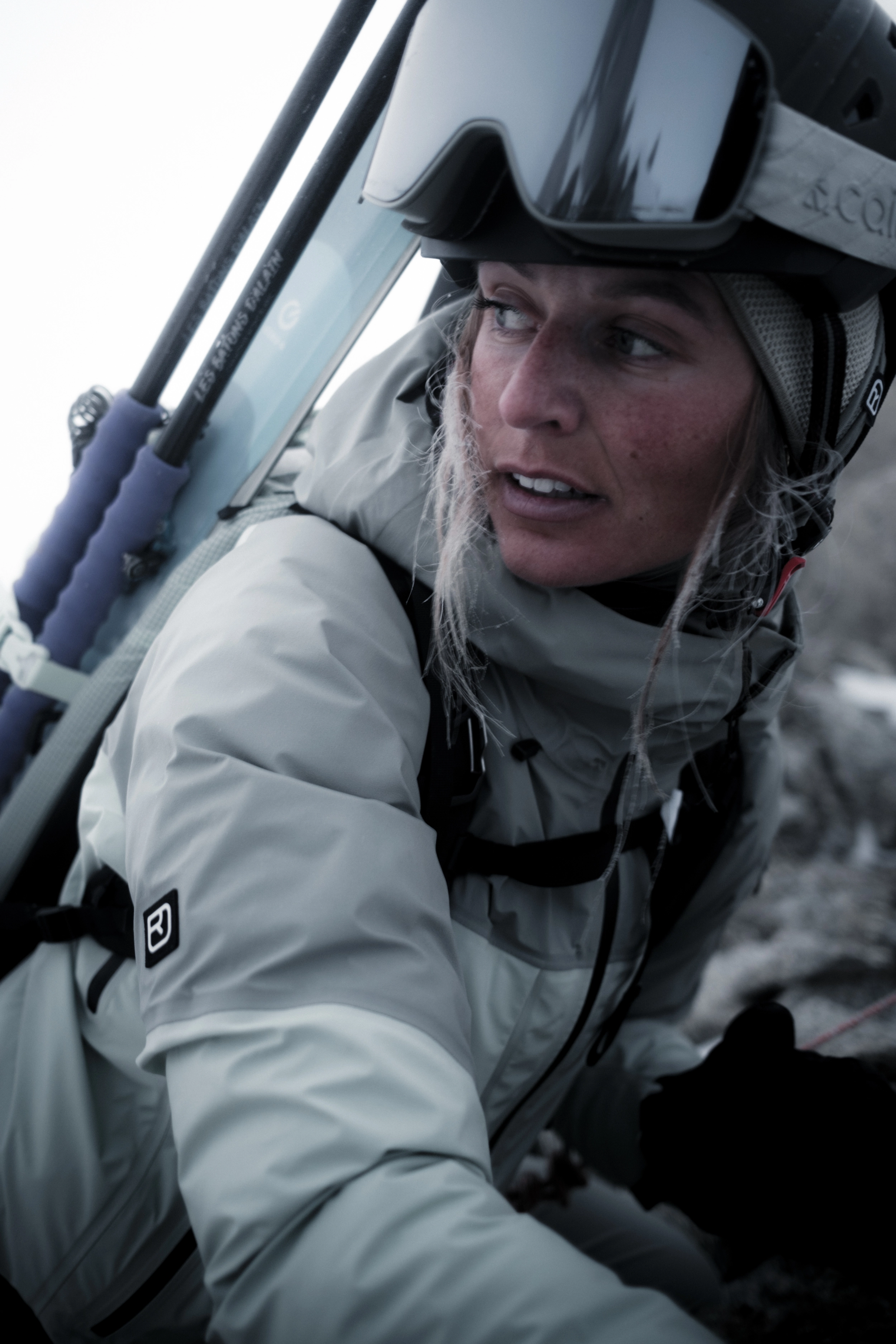 skiing, goggles, jacket, helmet, snow