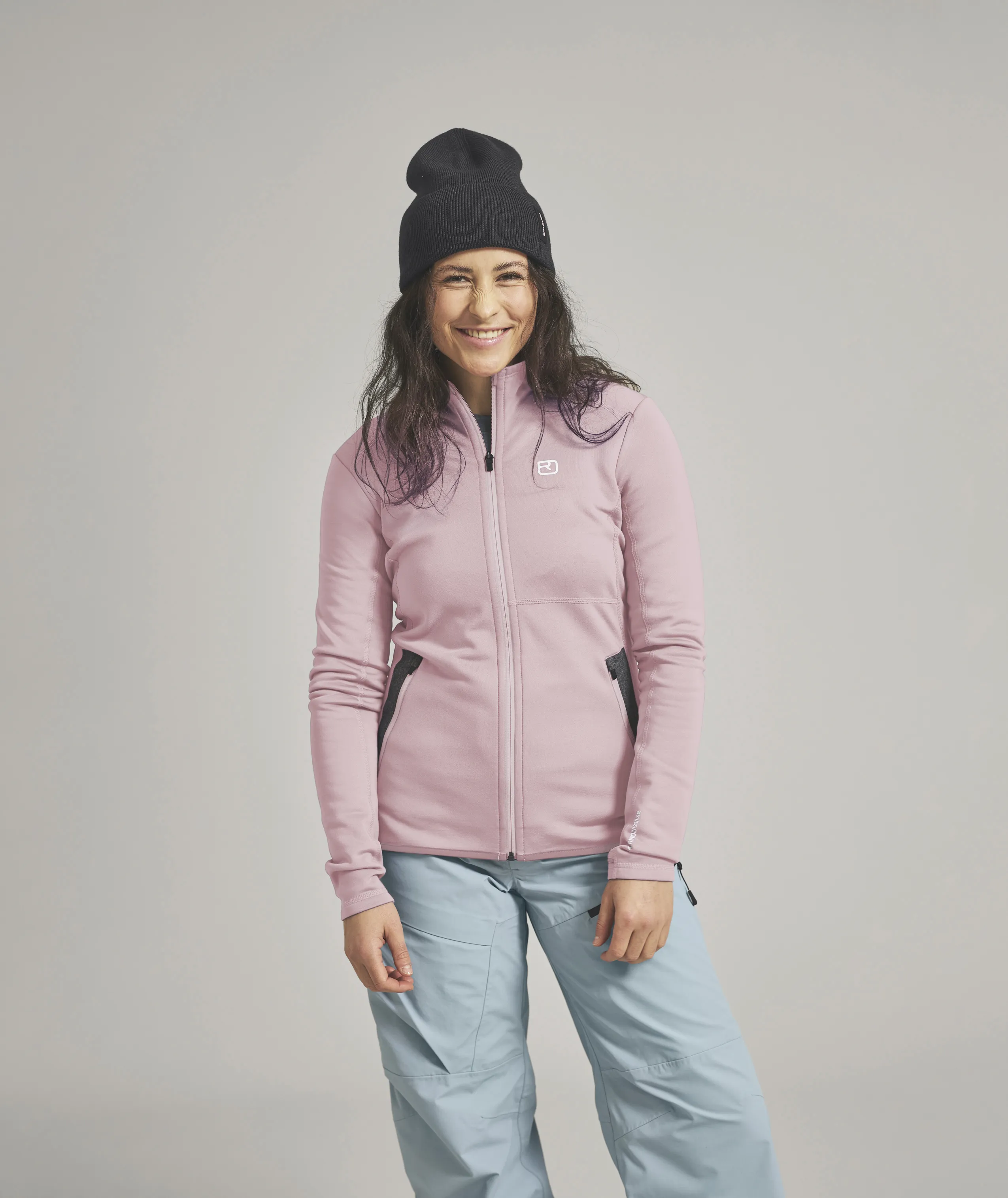 hoodie, fleece, pearl-pink, zip-up, pockets