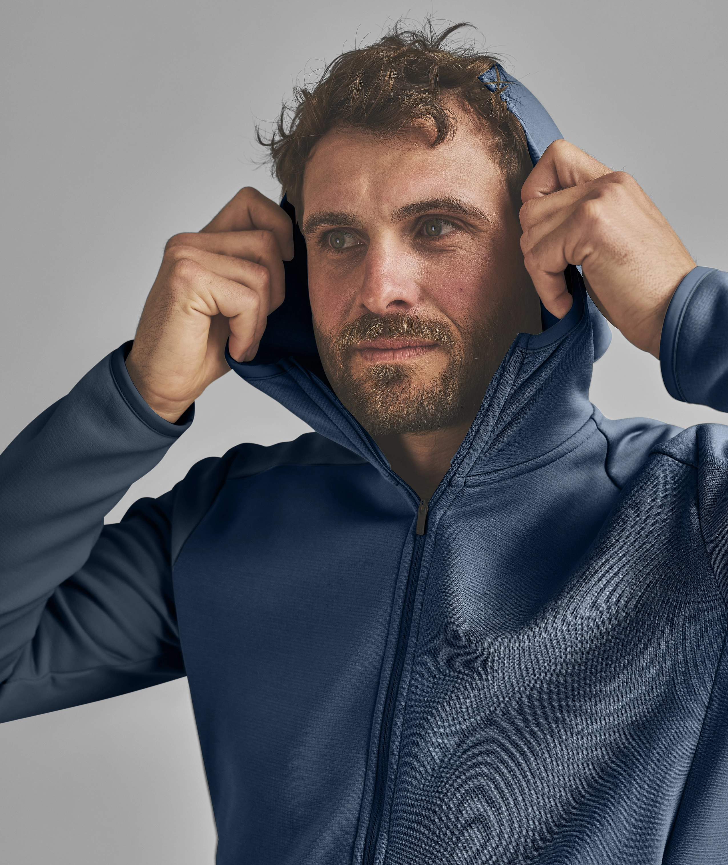 FLEECE LIGHT HOODY M hoodie, zipper, blue, hooded, sweatshirt