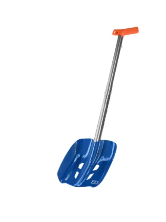 snow shovel, blue snow shovel, telescoping handle, orange handle, metal blade