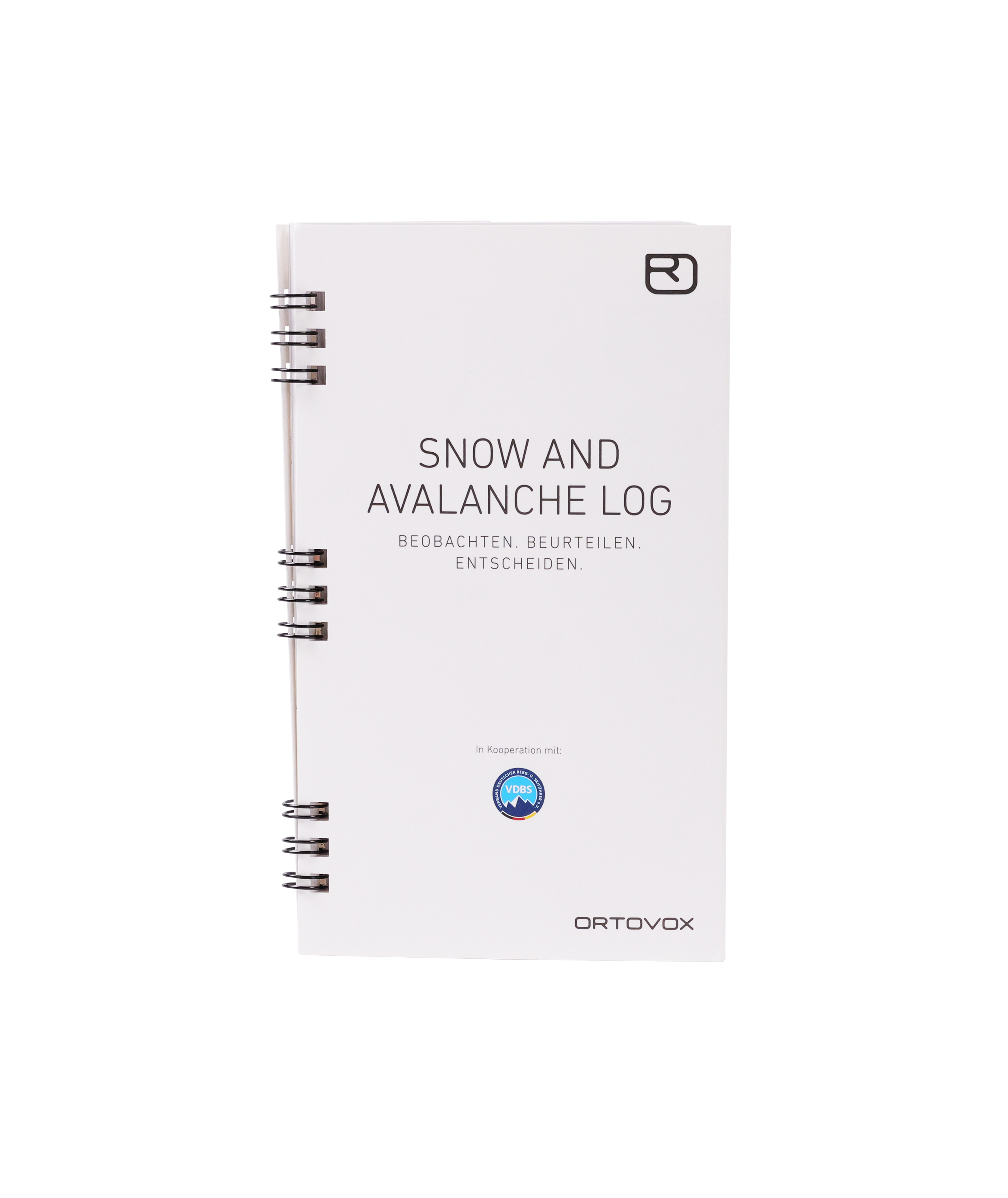 SNOW AND AVALANCHE LOG Diary, logbook, notebook, spiral bound, white cover, handbook