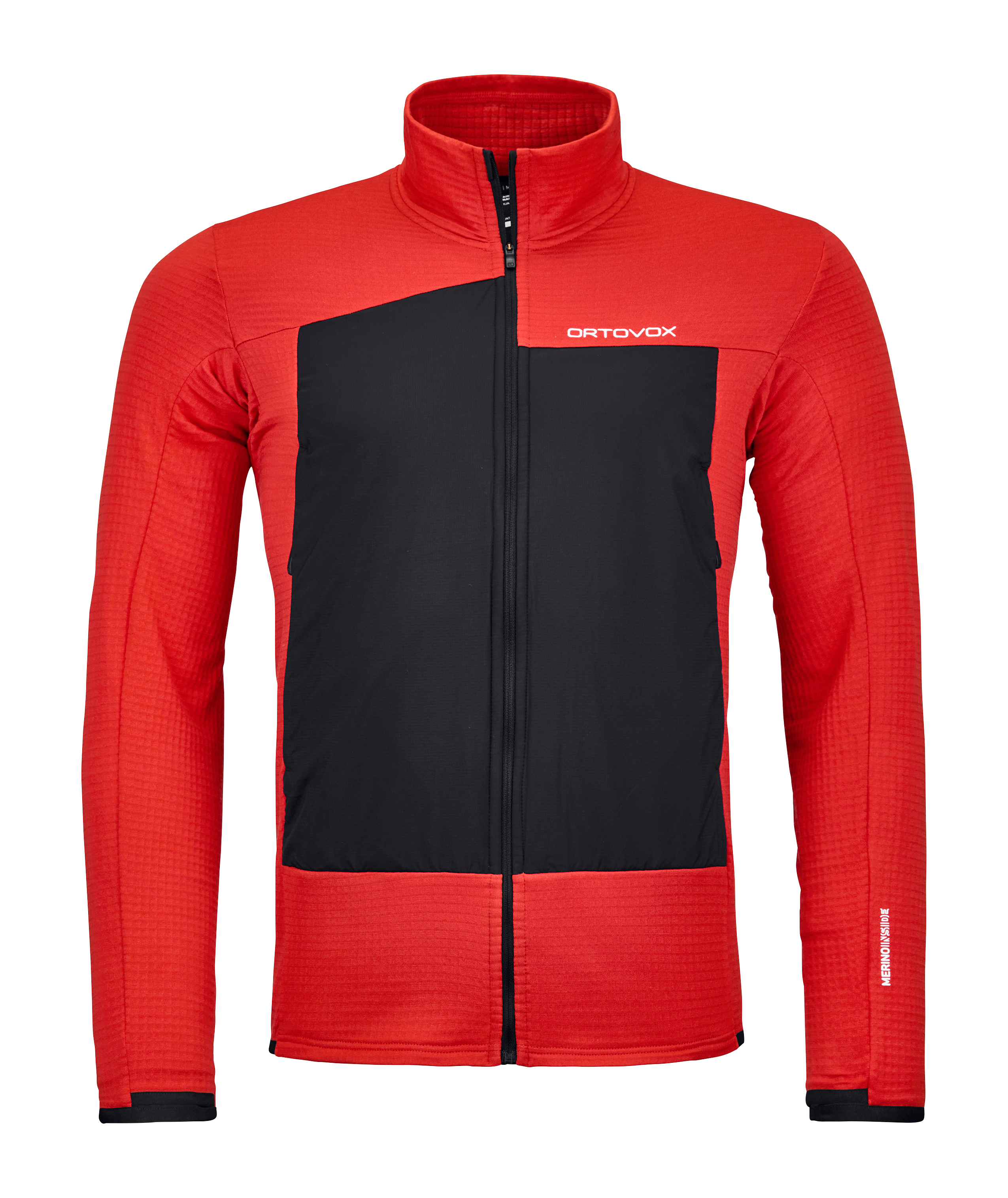 87217-36101-RESCUE_FLEECE_GRID_JACKET_M_rescue_red-B-01 jacket, softshell, red, black panel, full-zip