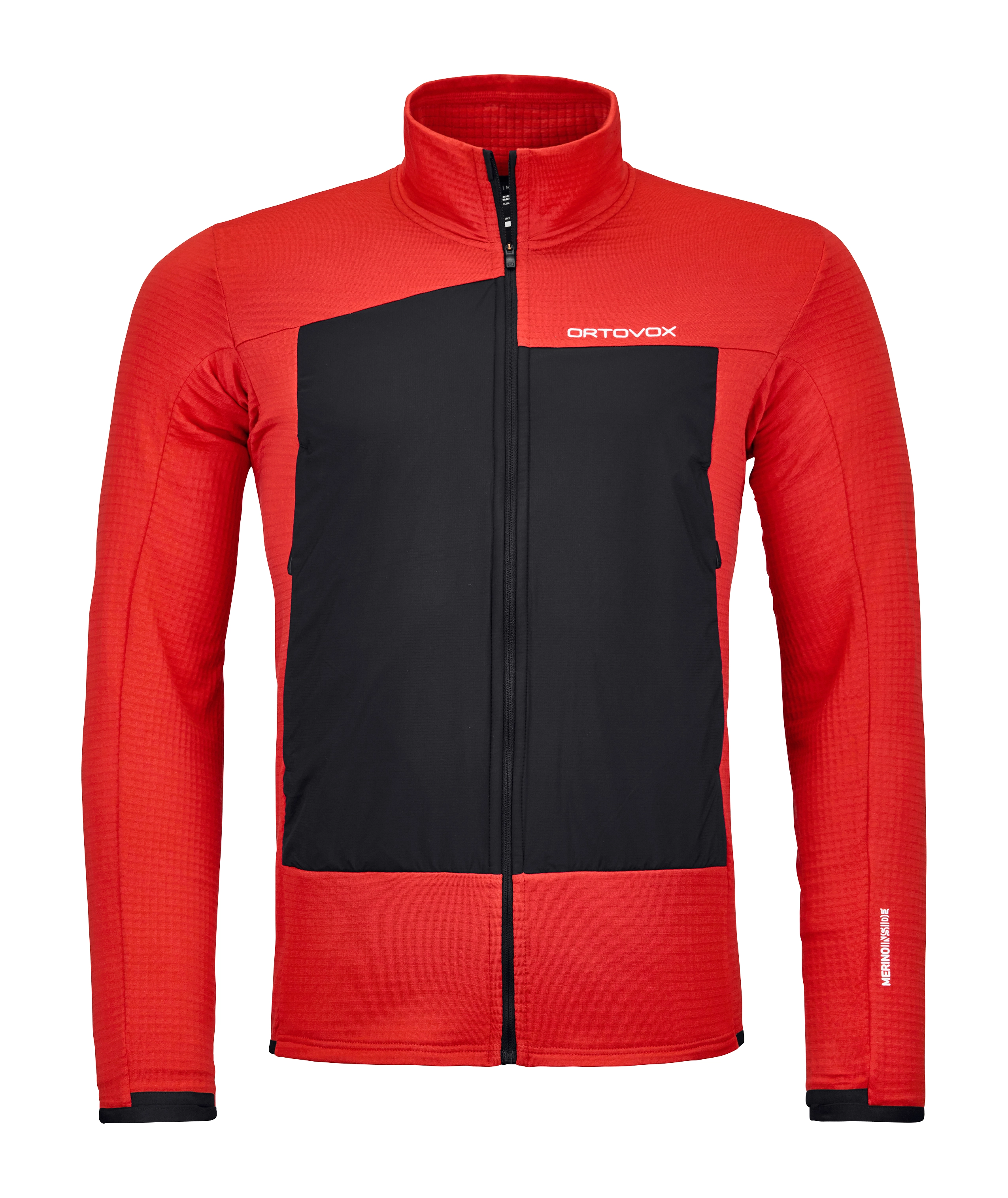 87217-36101-RESCUE_FLEECE_GRID_JACKET_M_rescue_red-B-01 jacket, softshell, red, black panel, full-zip
