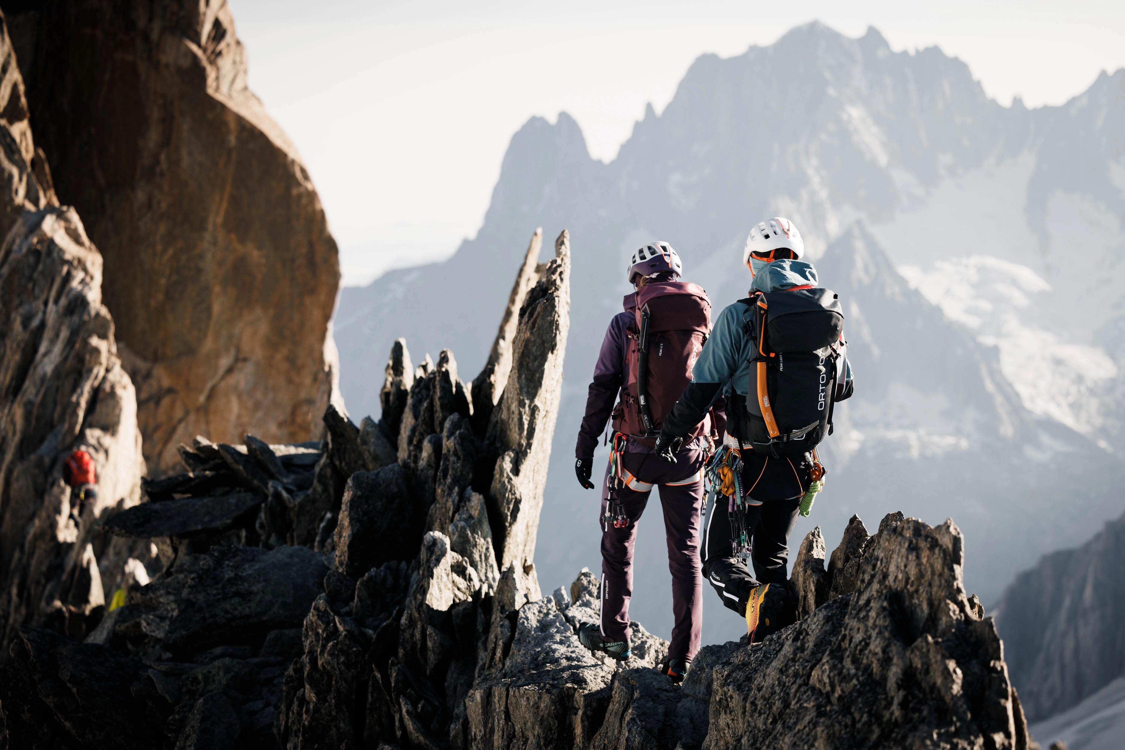 mountain, climbing, backpacks, hikers, rocky