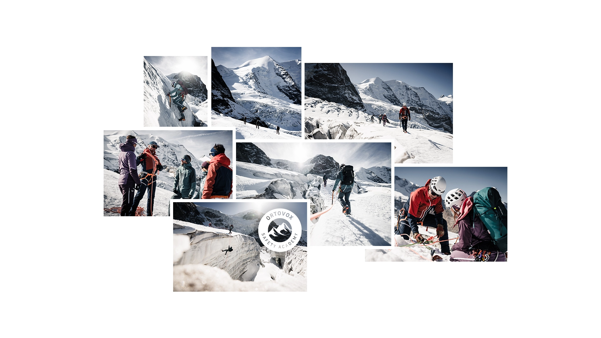 260216_Collage_Hochtour_Kursseite_1920x1080_SZE mountaineering, snow, climbing, mountains, skiers
