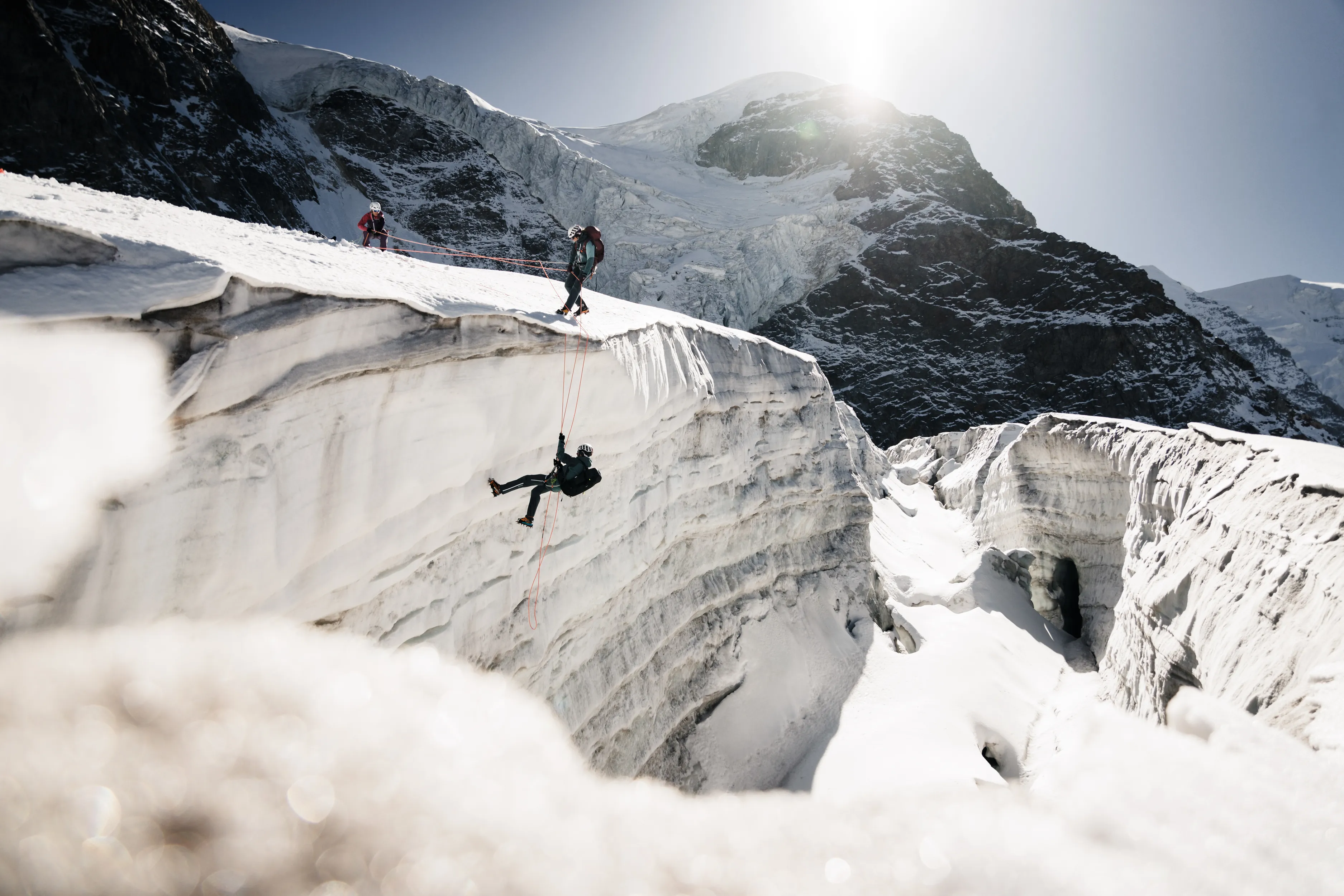 ice climbing, mountain, glacier, cliff, rope