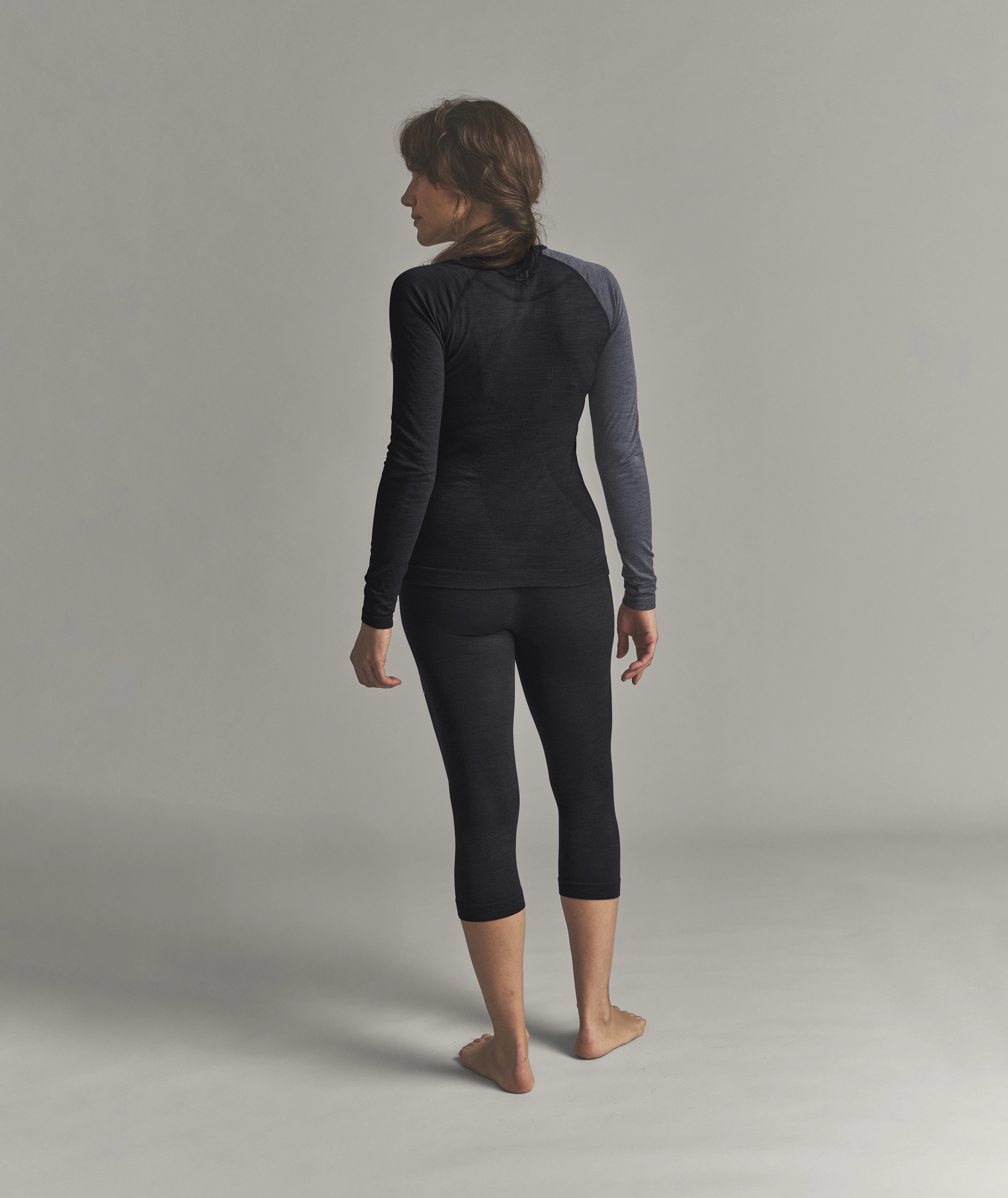 120 COMP LIGHT SHORT PANTS W turtleneck, long-sleeve, base layer, black, two-tone
