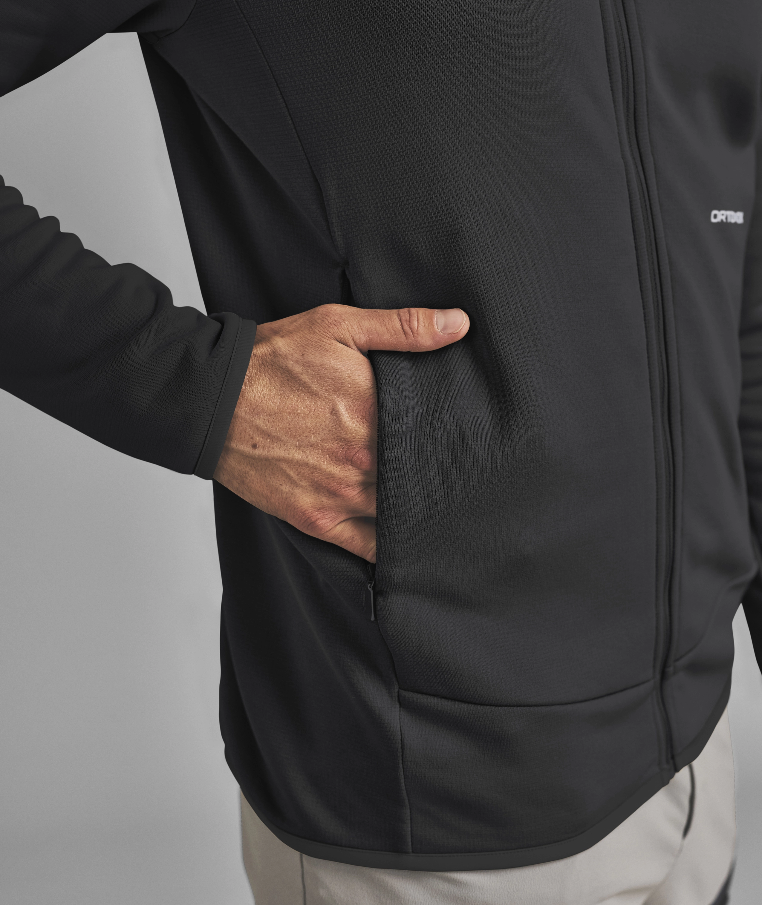 FLEECE LIGHT JACKET M jacket, softshell, zipper, pocket, black