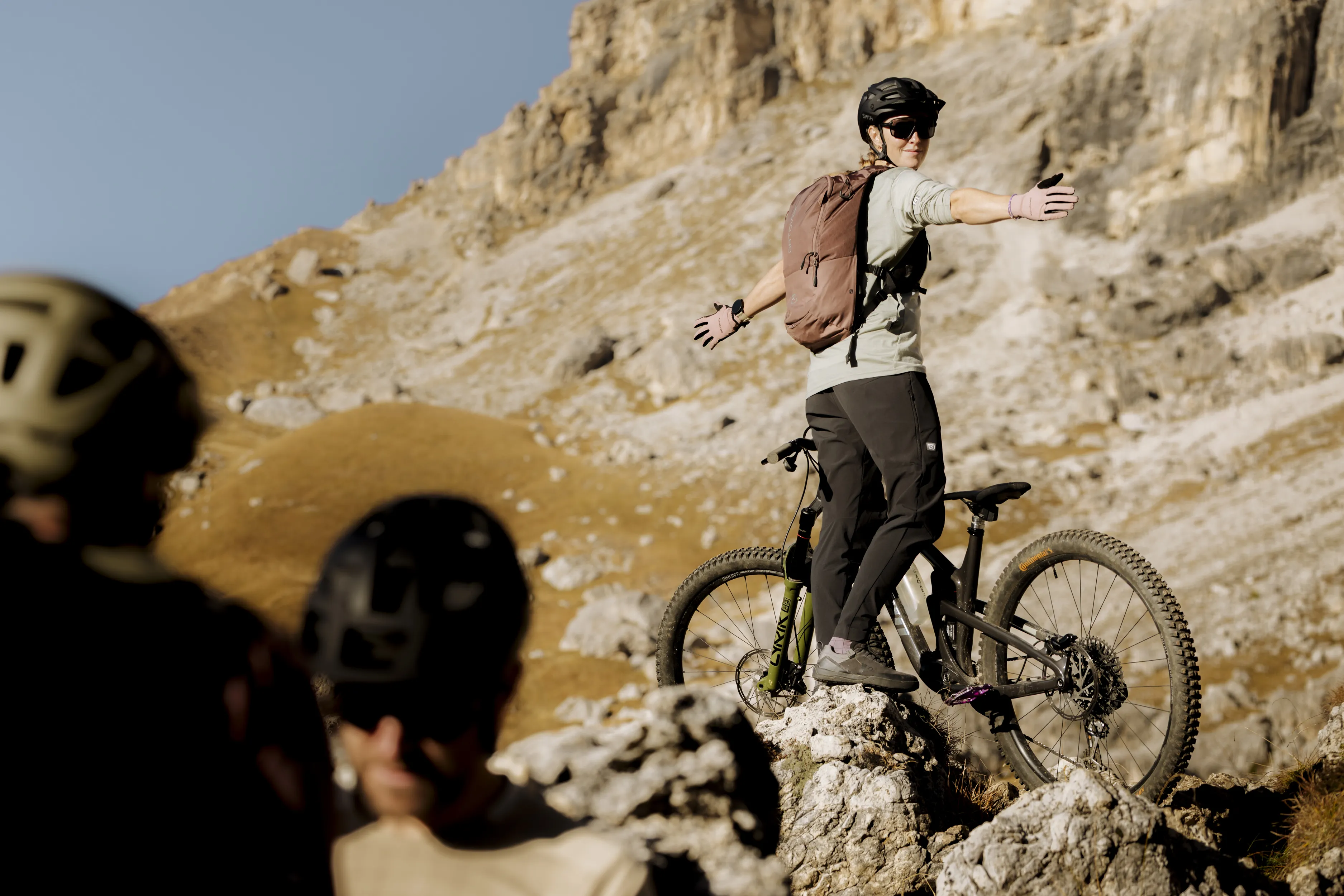 mountain bike, biker, backpack, outdoor, helmet