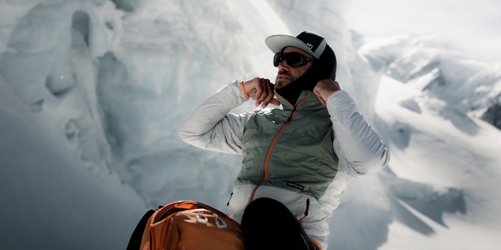 sunglasses, hoodie, jacket, glacier, outdoor