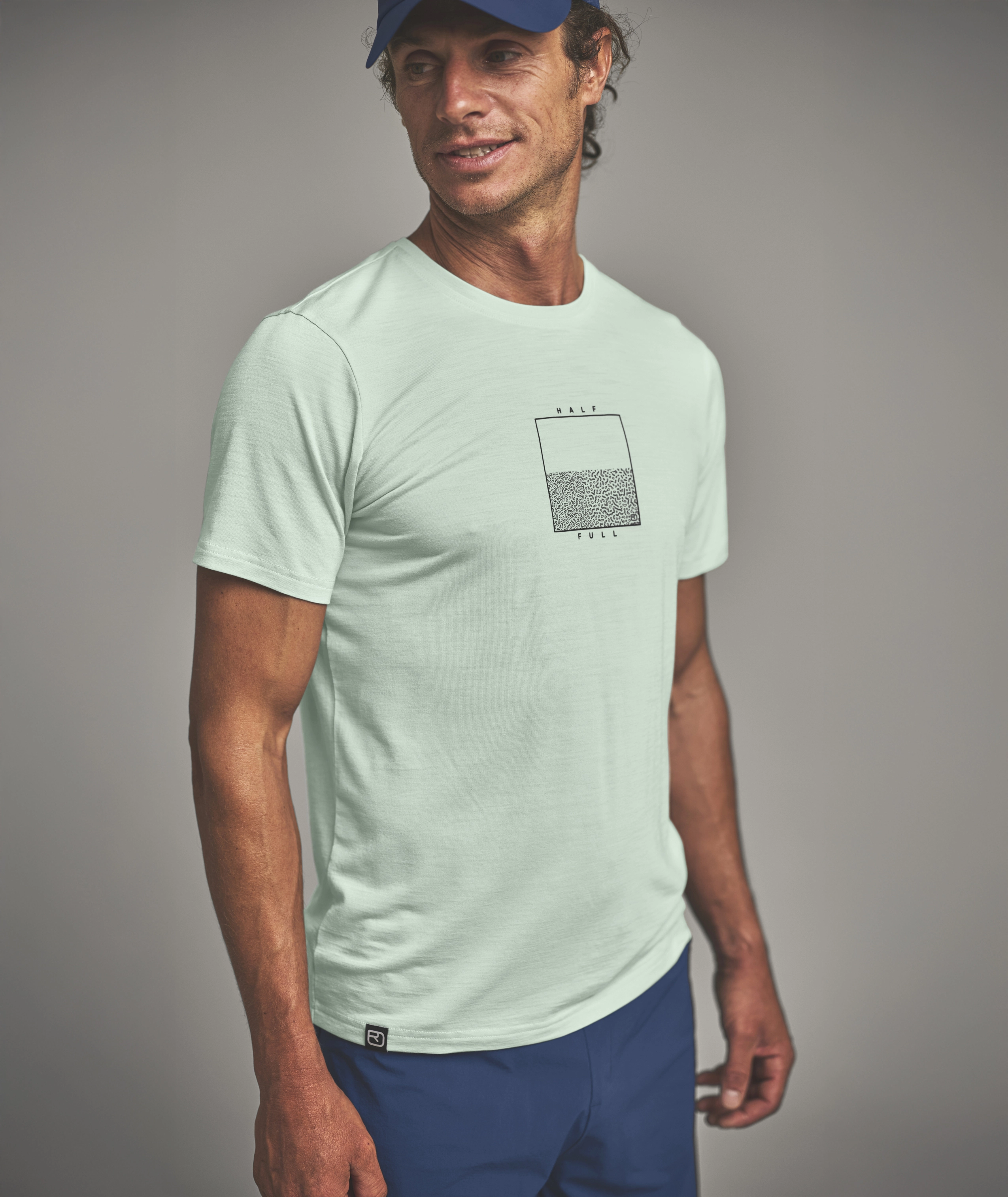 88923-63401-150_COOL_HALF_FULL_TS_M-D-02.jpg 88923-63401-150_COOL_HALF_FULL_TS_M-D-02.jpg, tshirt, mint, short sleeve, graphic, square design