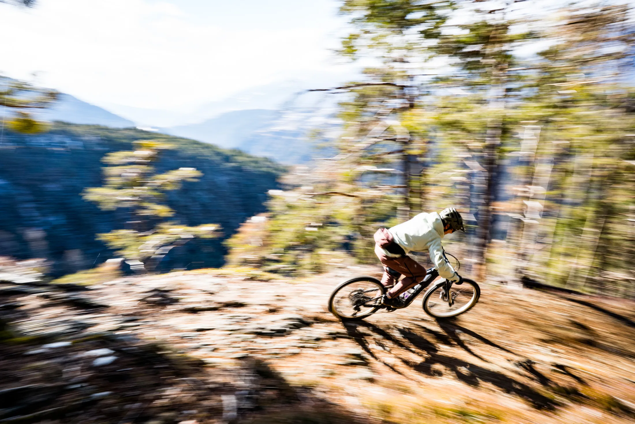 mountain bike, biker, outdoor, trail, motion blur