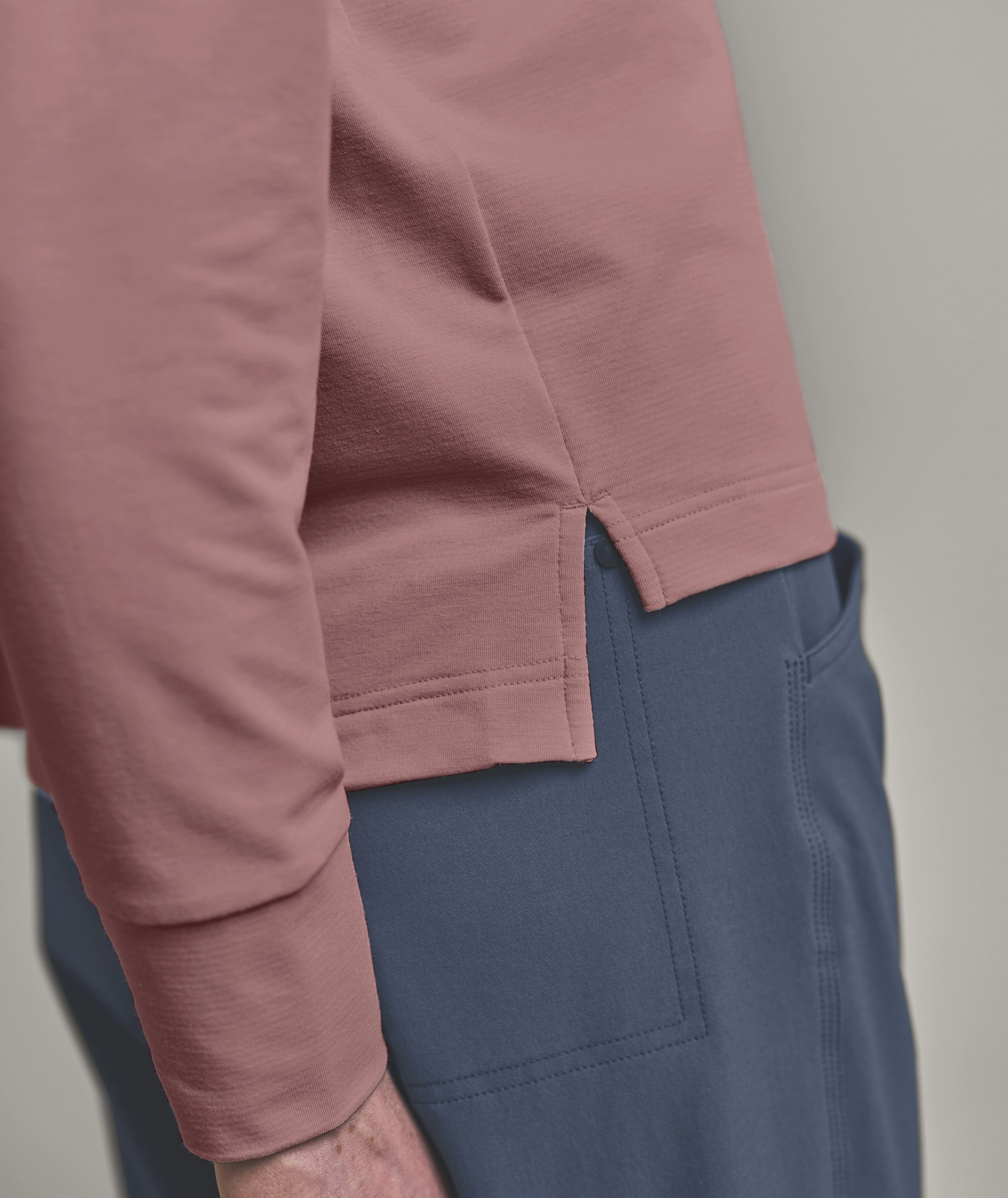 87126-35401-AFFINITY_CREW_NECK_W-D-04.jpg 87126-35401-AFFINITY_CREW_NECK_W-D-04.jpg, pink top, long sleeve, side slit, hem detail, casual top
