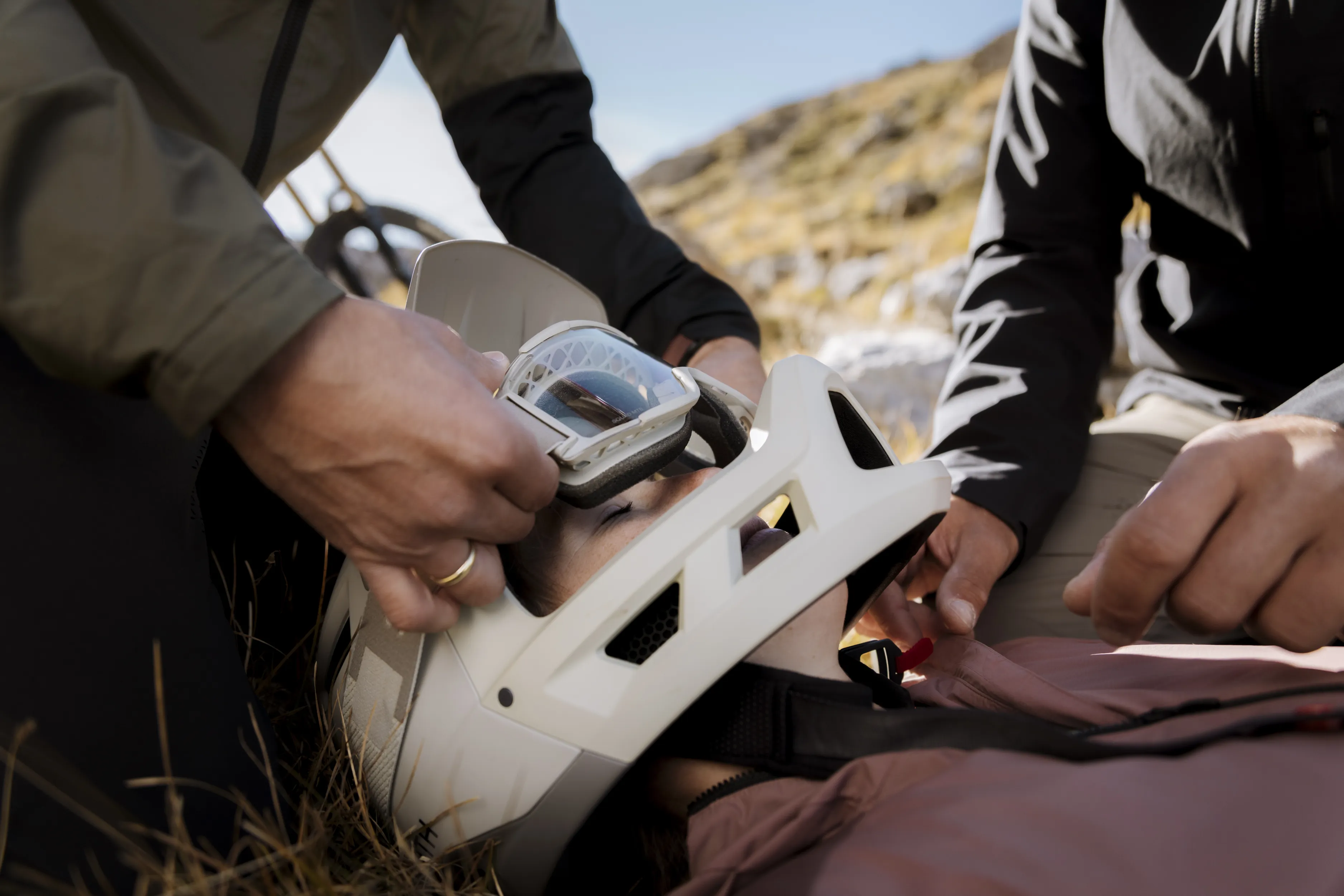 snow, glacier, helmet, goggles, outdoor gear, helmet, goggles, mountain, outdoors, safety equipment