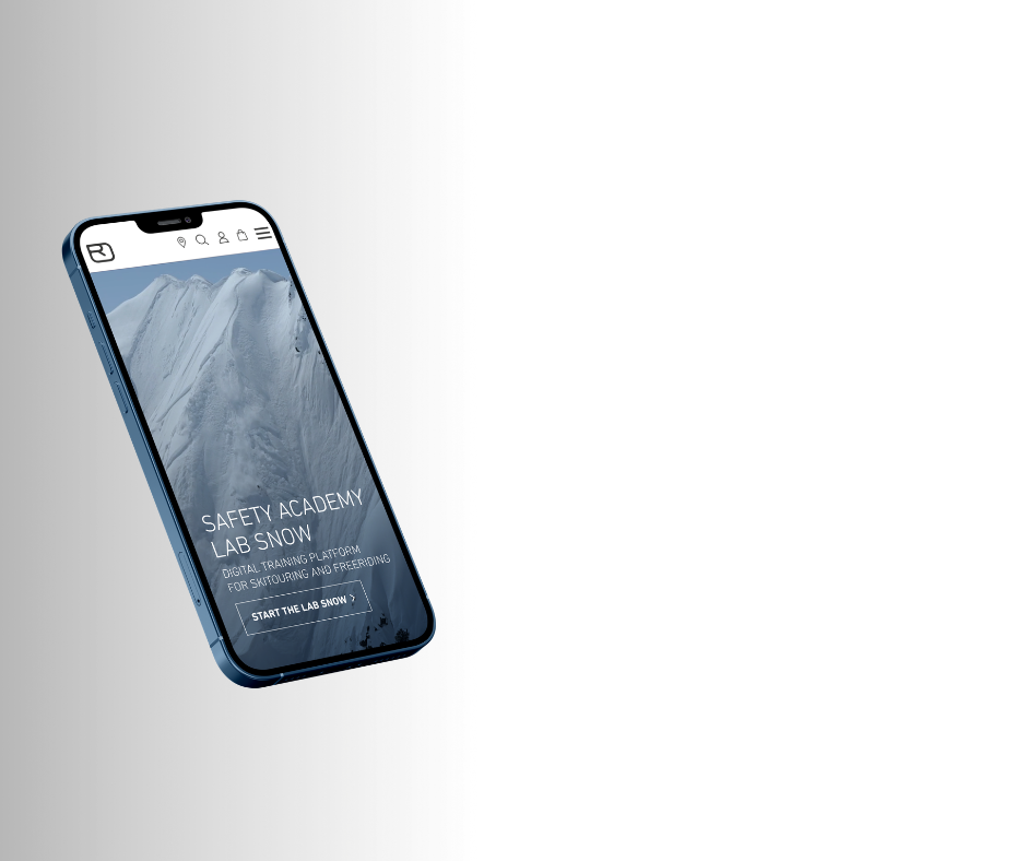 safety hub_winter_2 smartphone, blue case, snowy mountains, safety academy, lab snow