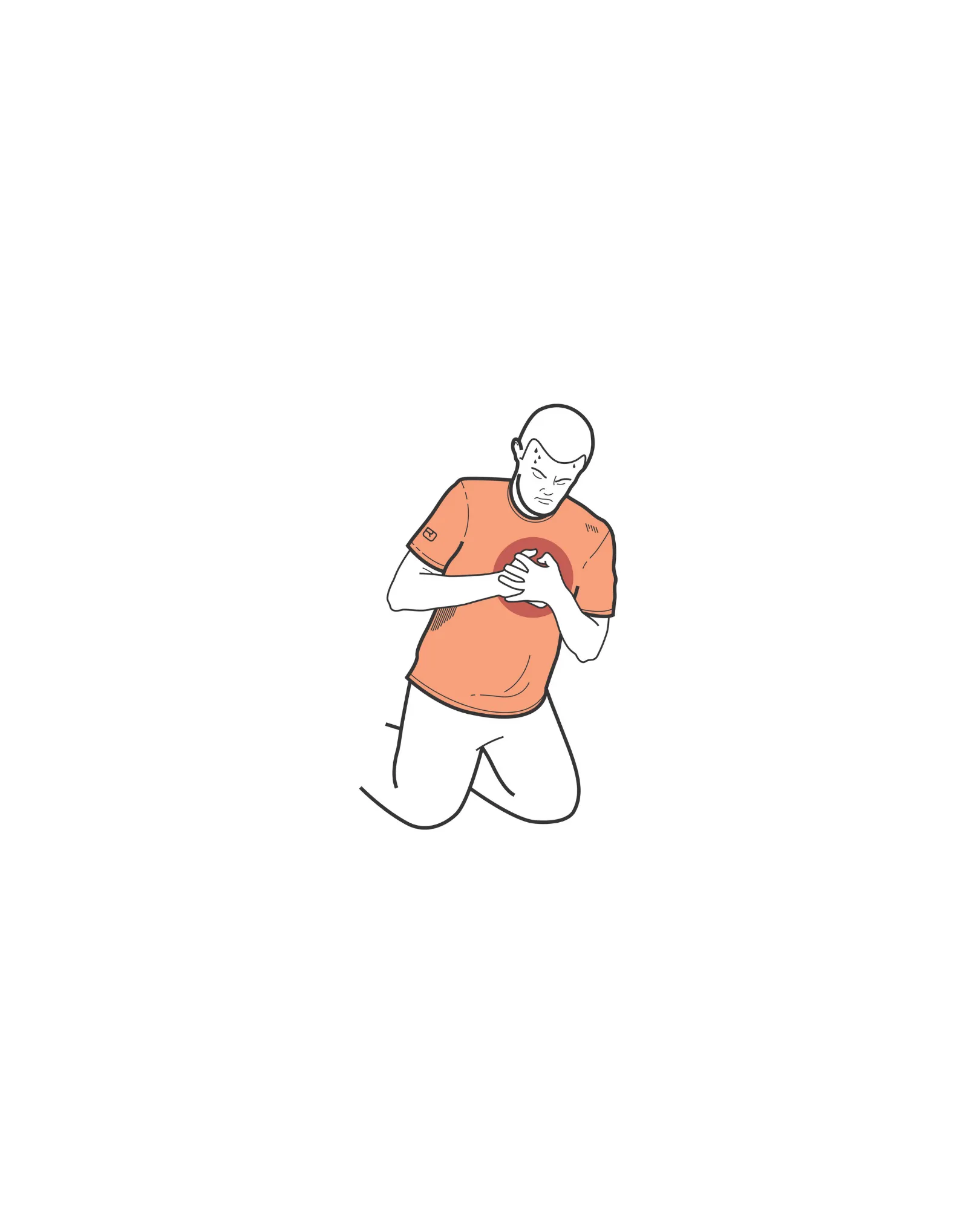 kneeling, holding object, orange shirt, illustration, man, graphic, illustration, t-shirt, orange, kneeling, athlete, kneeling, orange shirt, heart symbol, illustration, human, kneeling, orange shirt, holding heart, illustration