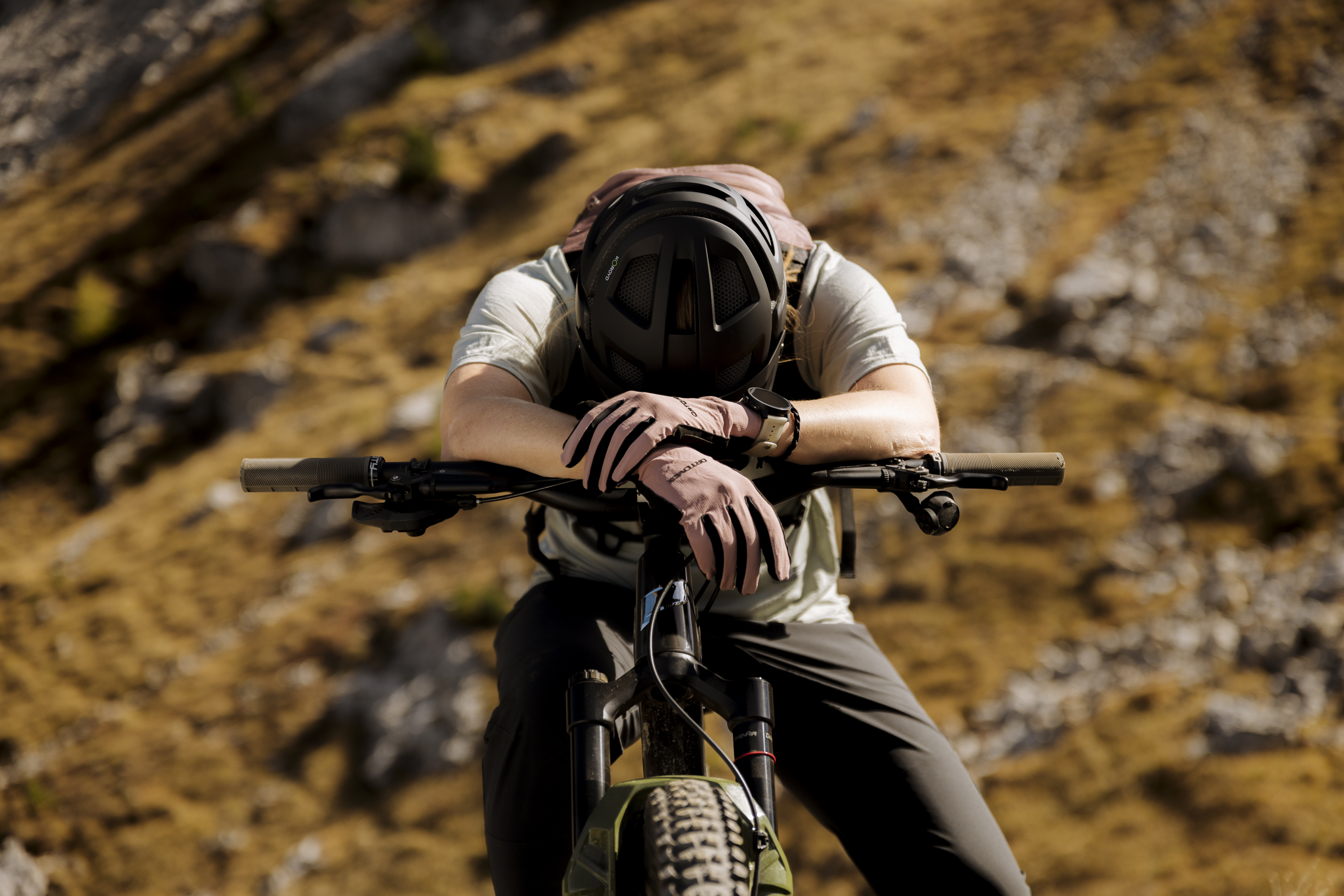 cycling, mountain bike, gloves, helmet, bike, mountain bike, biker gear, helmet, gloves, hands on handlebars
