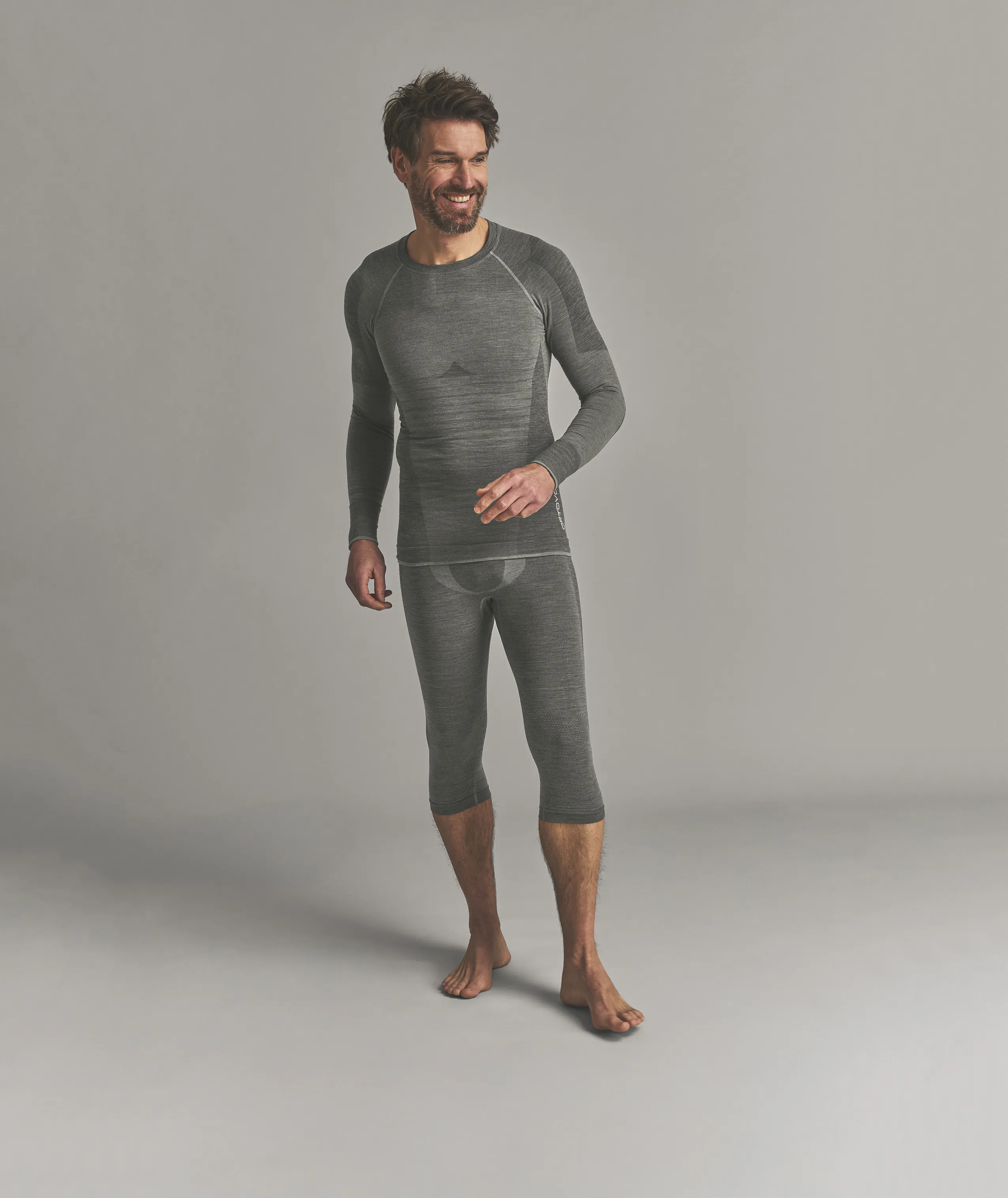 base layer, thermal top, long sleeve, midweight, gray