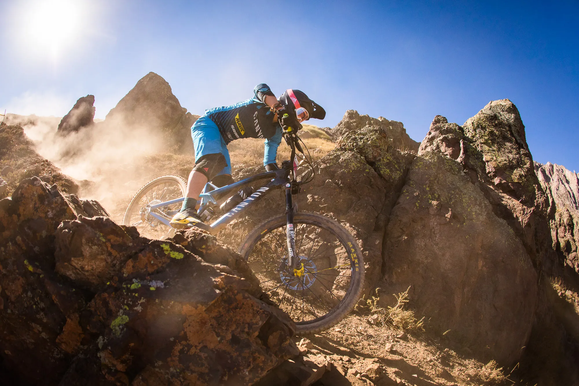 mountain bike, off-road, downhill, biker, rocky terrain