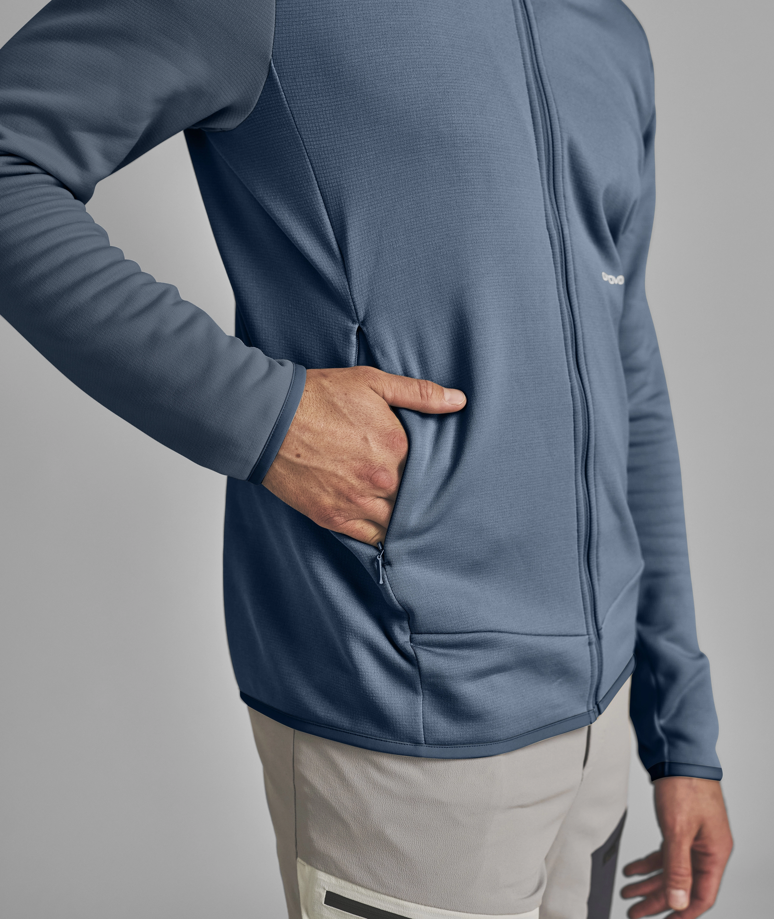 FLEECE LIGHT HOODY M jacket, fleece, zipper, pocket, blue