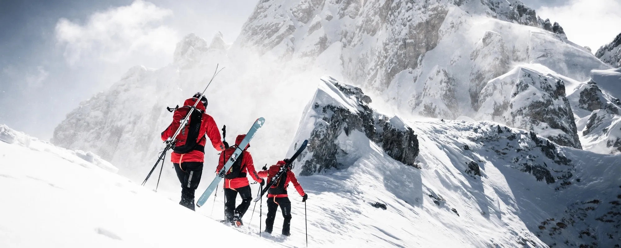 ski, snow, mountain, hikers, backpack