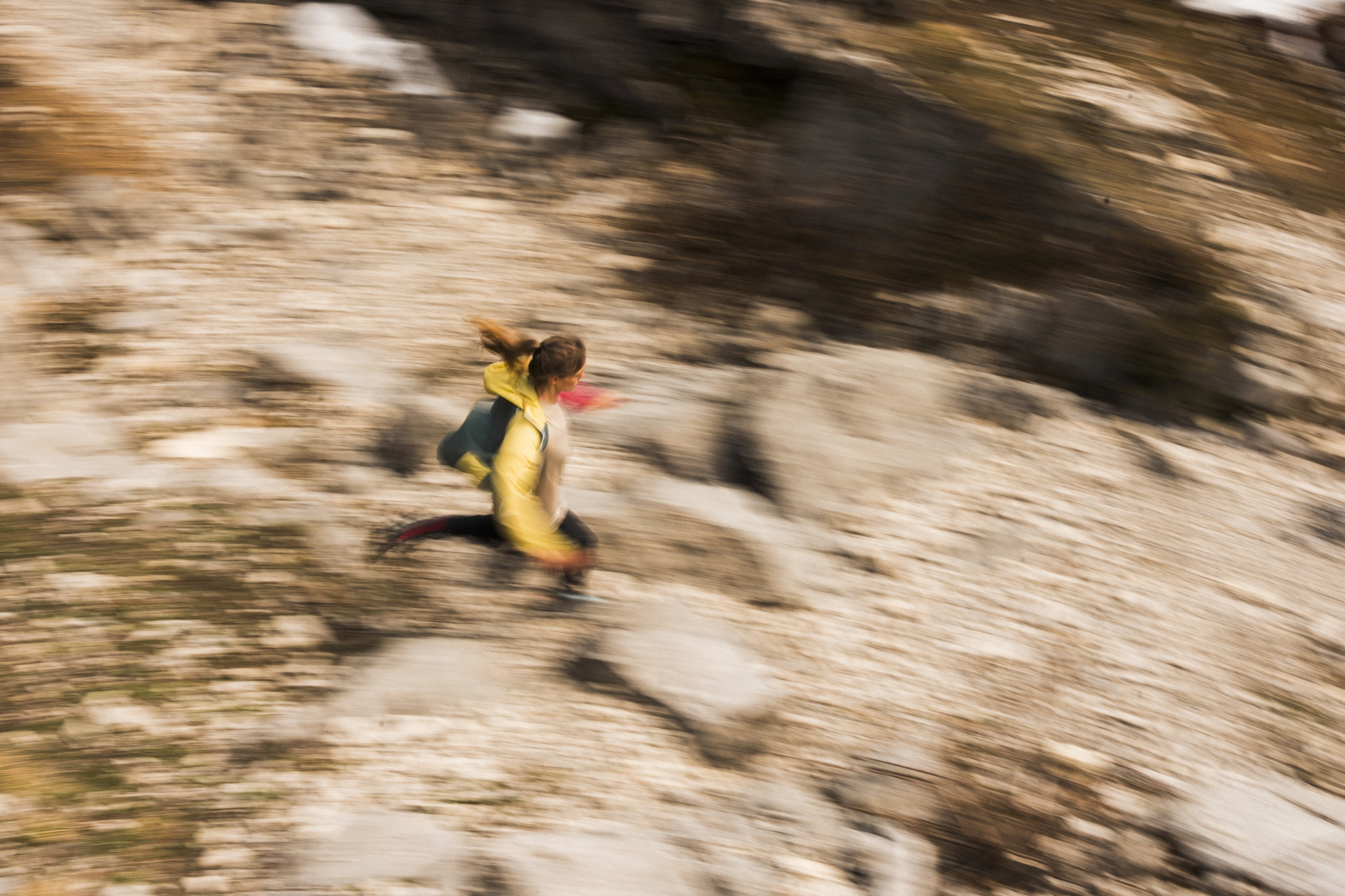 hiking, backpack, jacket, two-tone, motion