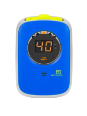 Zoom-plus_1 glucose meter, digital display, compact device, blue case, yellow top