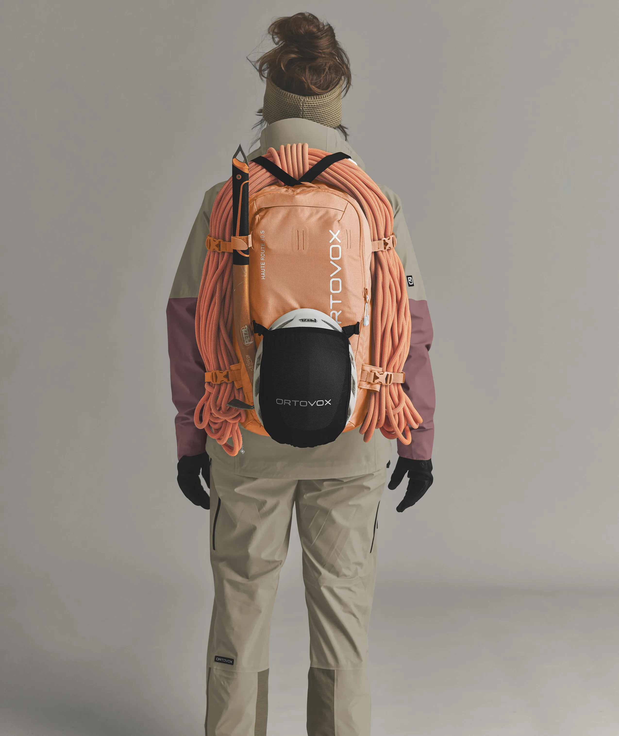 HAUTE ROUTE 30 S backpack, orange backpack, climbing gear, rope, helmet holder