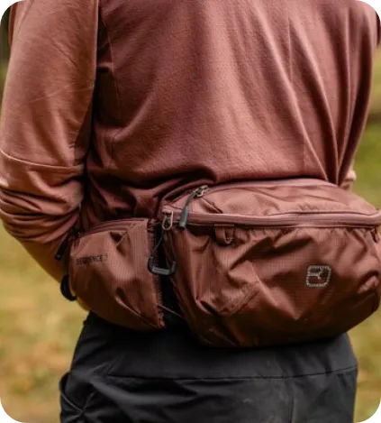 fanny pack, waist bag, belt bag, brown, zippers