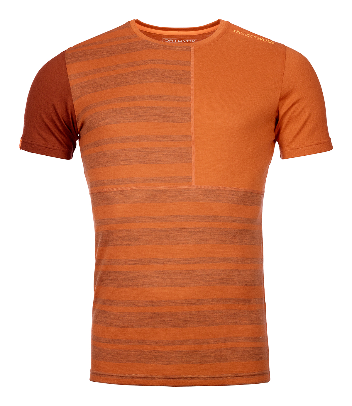 185 ROCK’N’WOOL SHORT SLEEVE M Clothing, T-Shirt, Shirt, Clothing, T-Shirt, Shirt, tshir t, orange, striped, short-sleeve, crew-neck