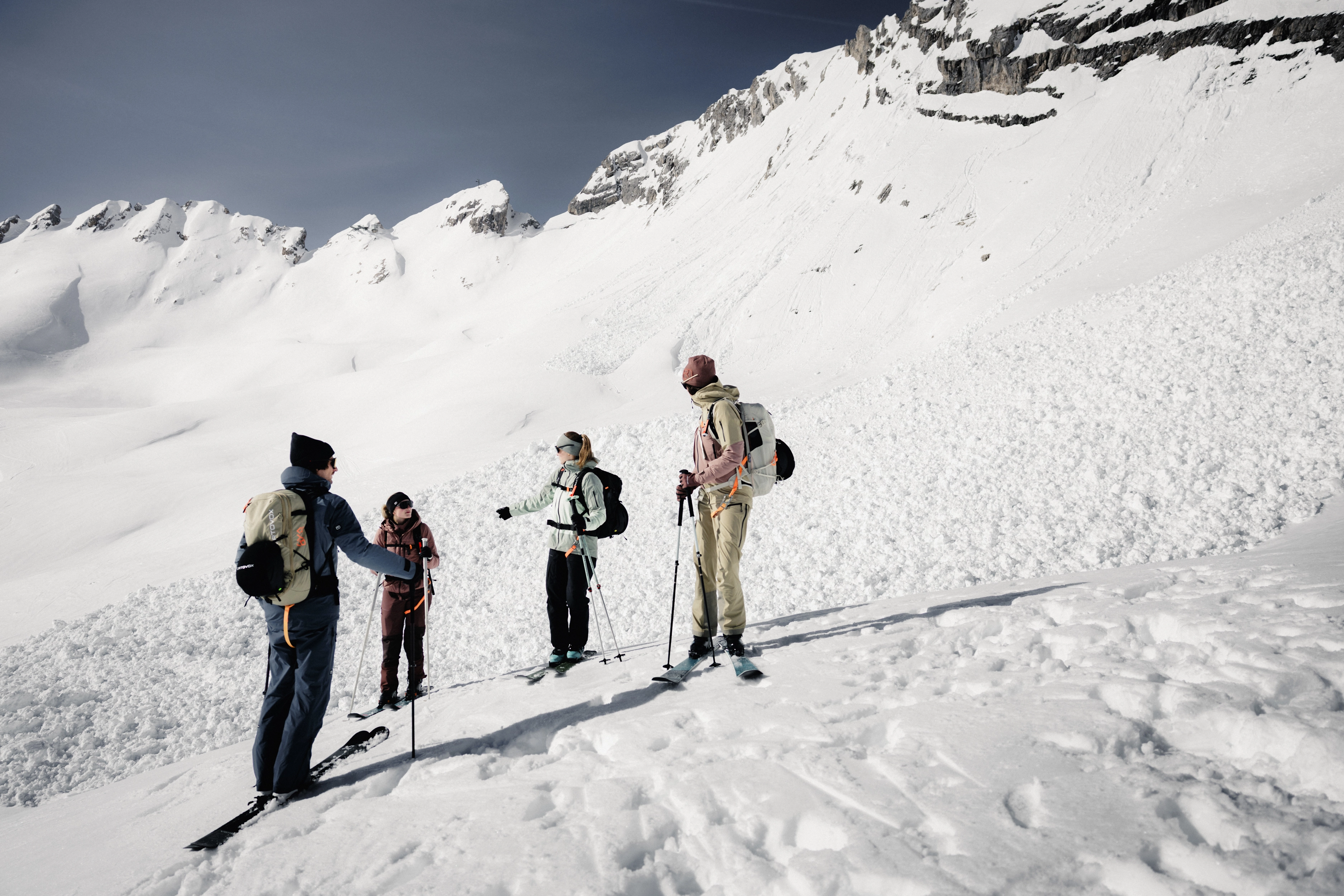 skiing, skis, snow, group, outdoor gear