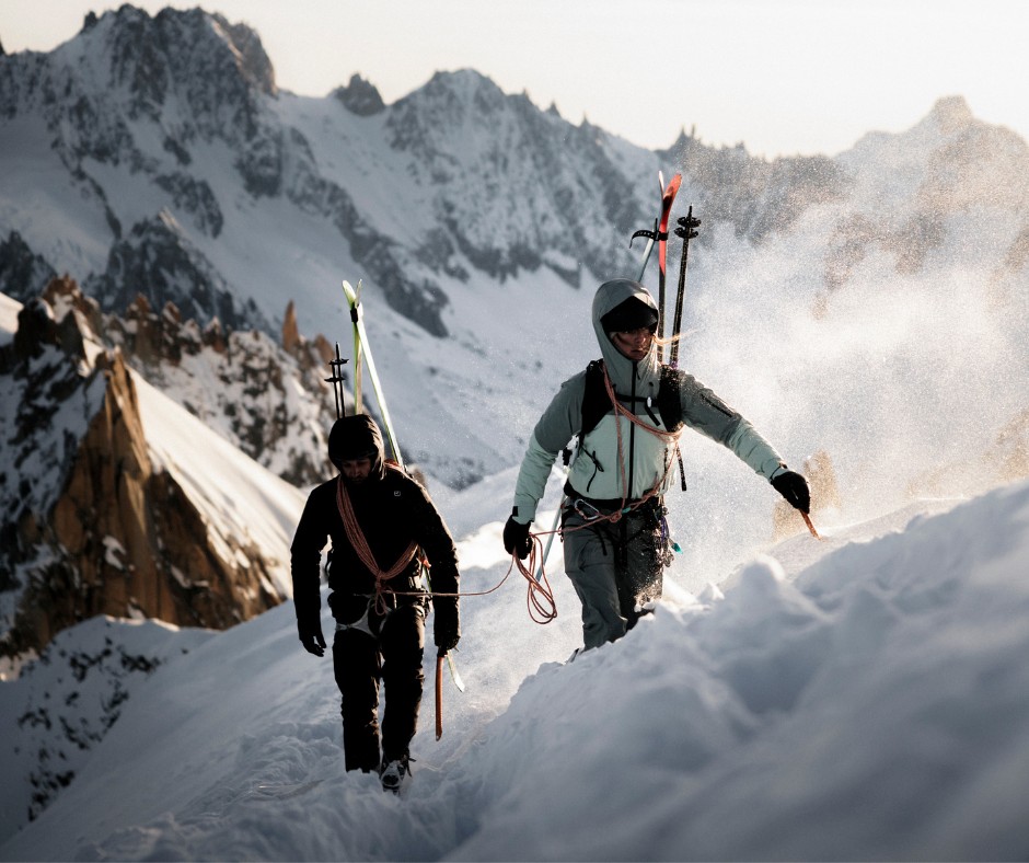 skiing, mountain, snow, climbing, backpacks