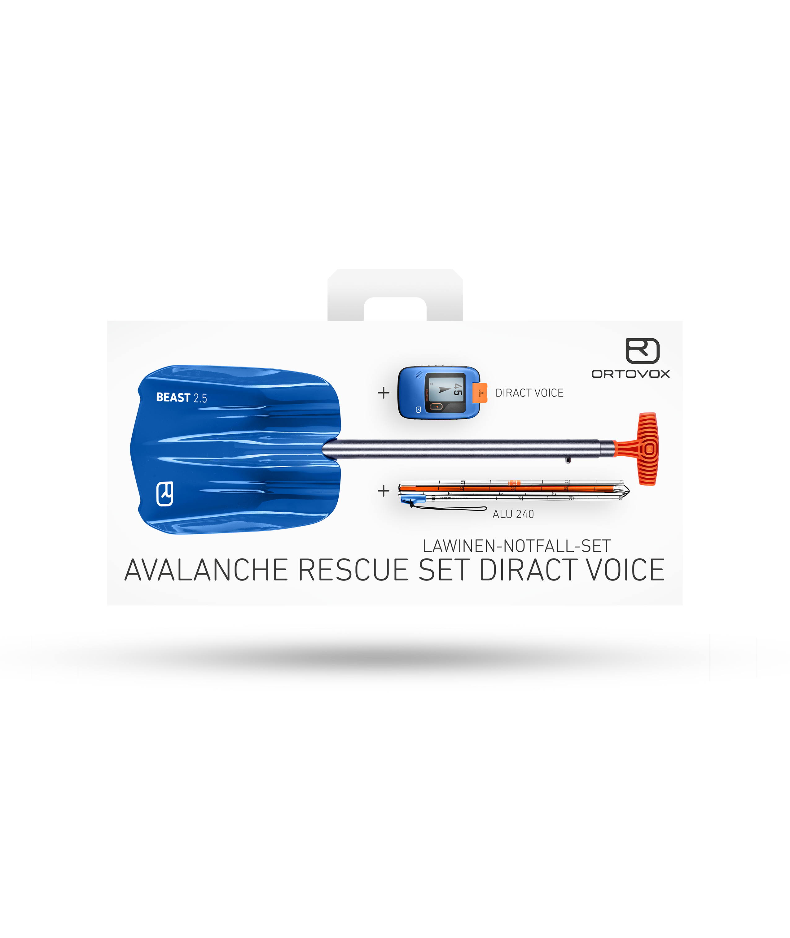 29754-999-AVALANCHE_RESCUE_SET_DIRACT_VOICE-B-01 avalanches rescue set, direct voice, snow rescue, ski pole, blue shovel