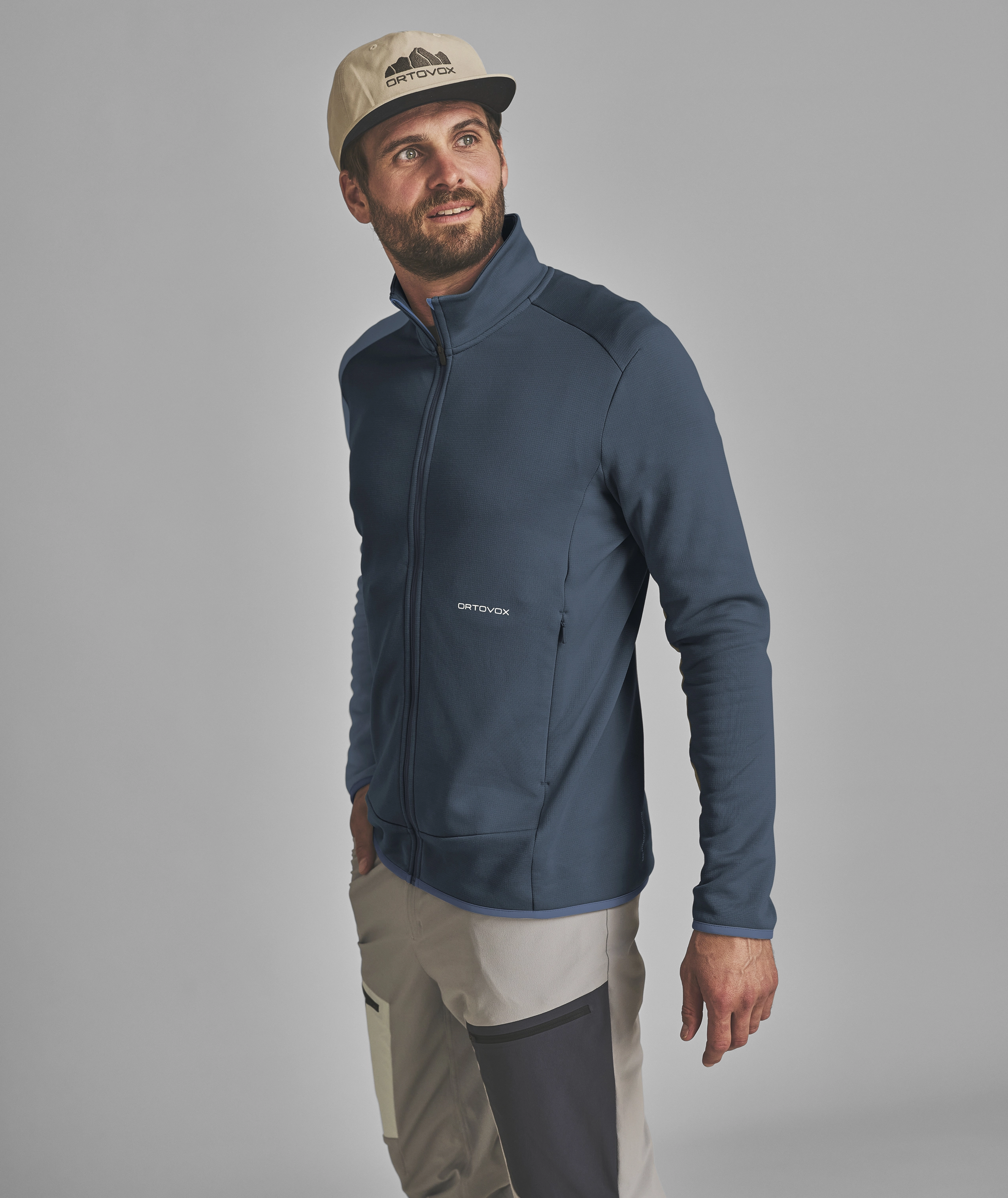 hoodie, fleece, zip-up, blue, men's