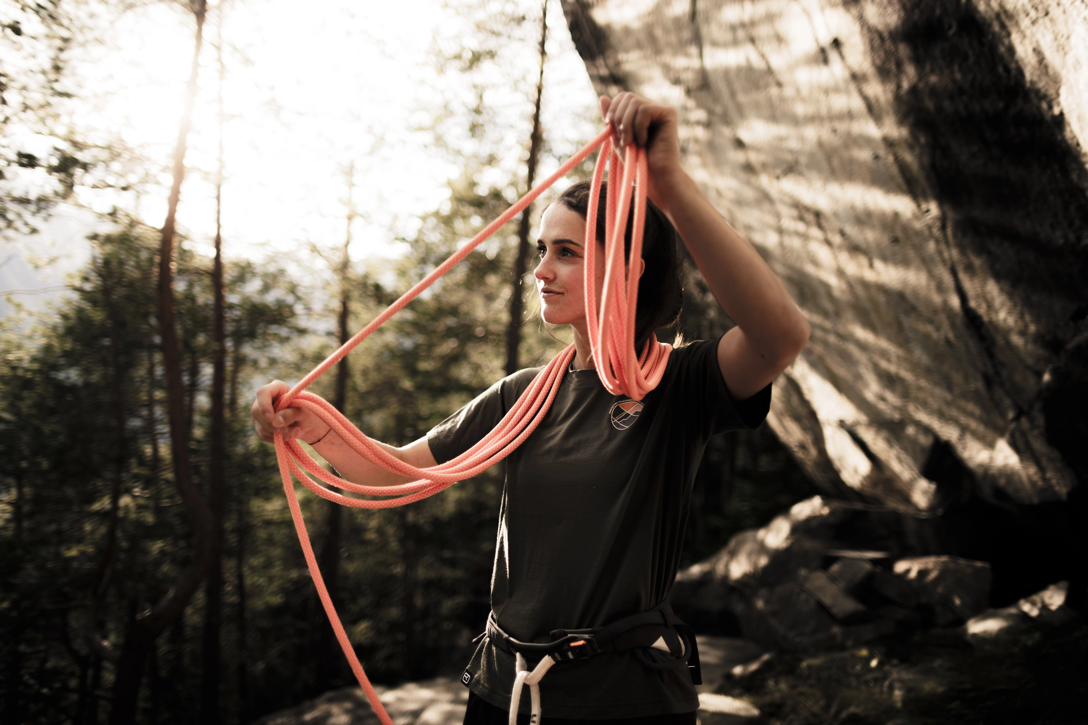 DB_8217_CLIMBING_SS25_Niederthai tztal_MaxDraeger_MedRes climbing rope, rope, rock climbing, outdoor gear, athletic top