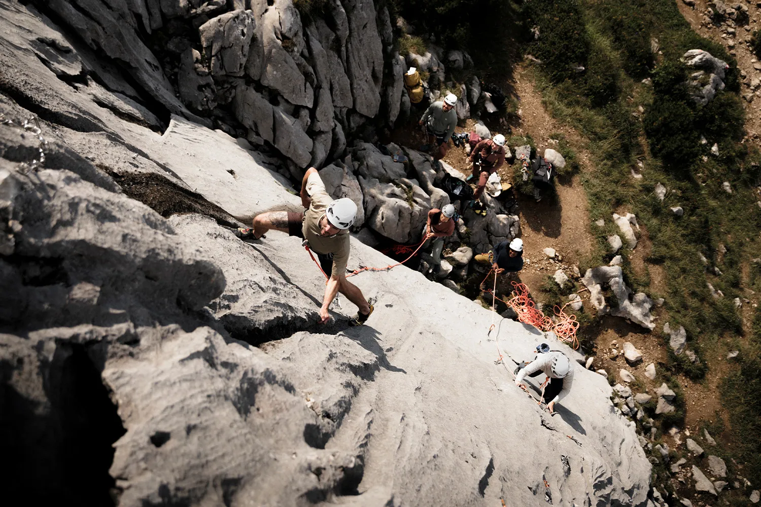 rock_climbing, climbers, helmets, ropes, outdoor